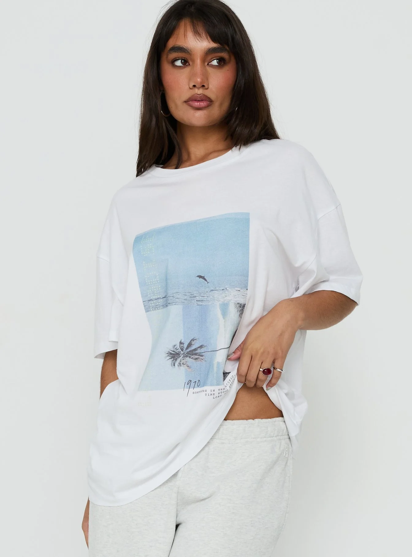 From Elsewhere Oversized Graphic Tee White
