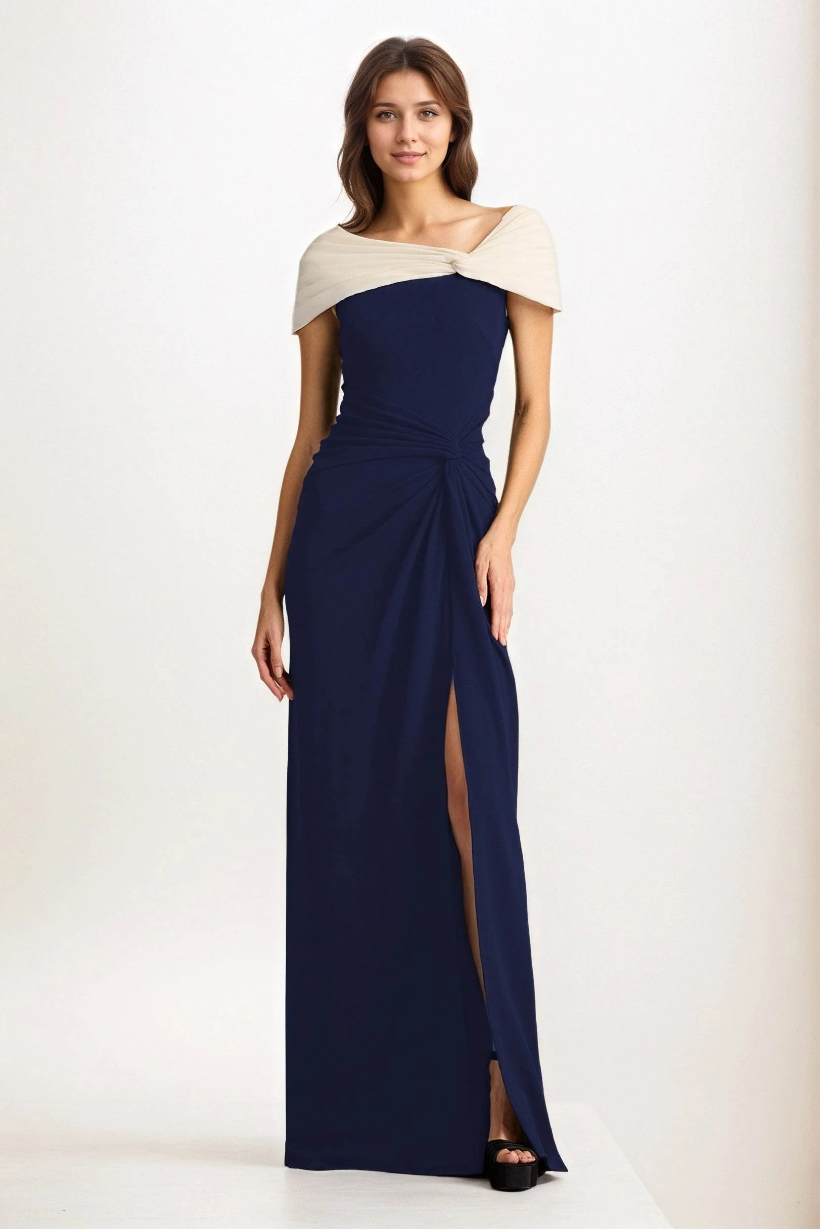 Sheath-Column Maxi Chiffon Wedding Guest Dress CG0279