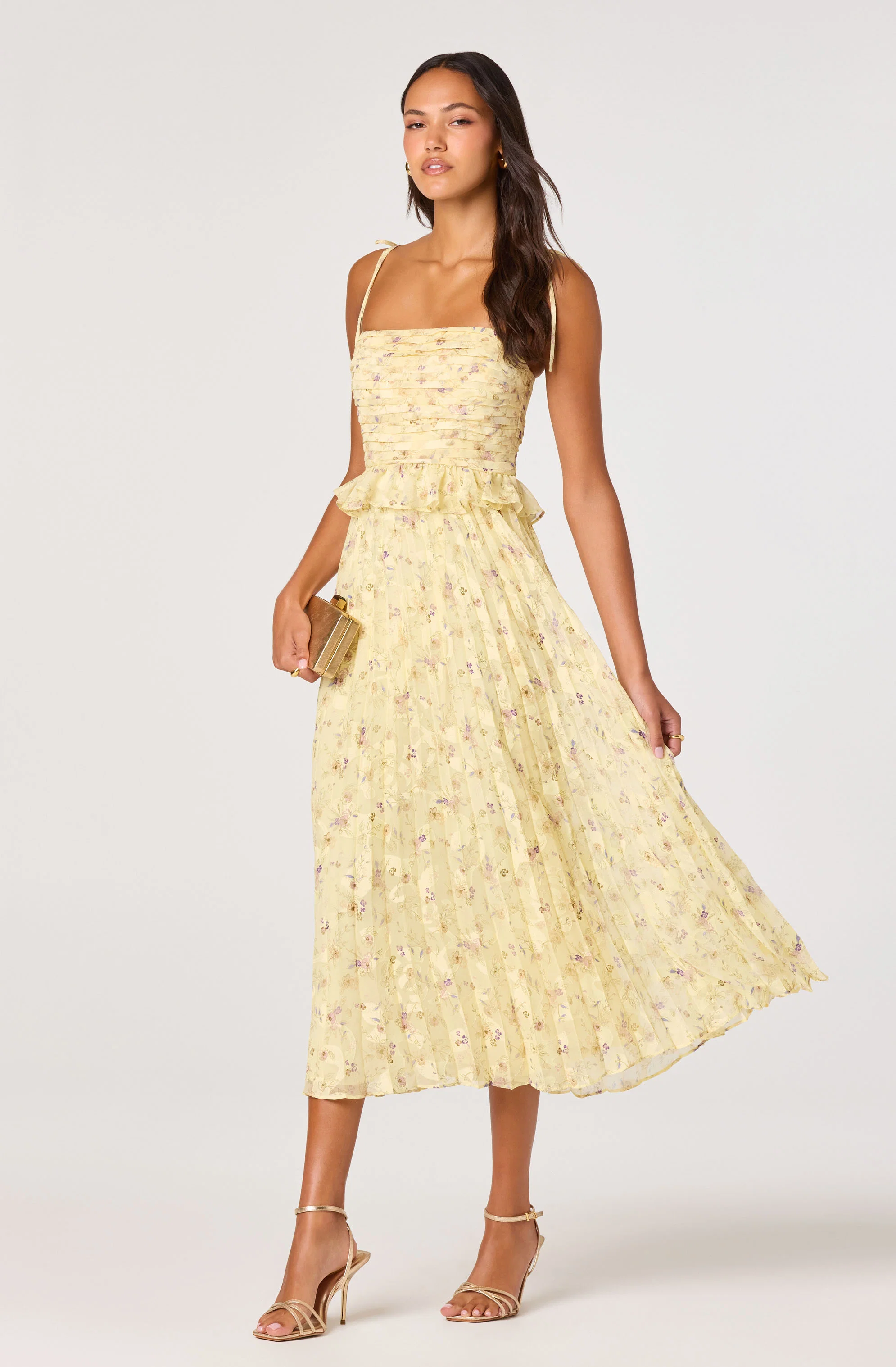 Emerys Pleated Floral Midi Dress