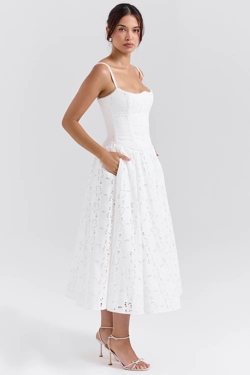 White Broderie Anglais Midi Skirt - luluinthesky
