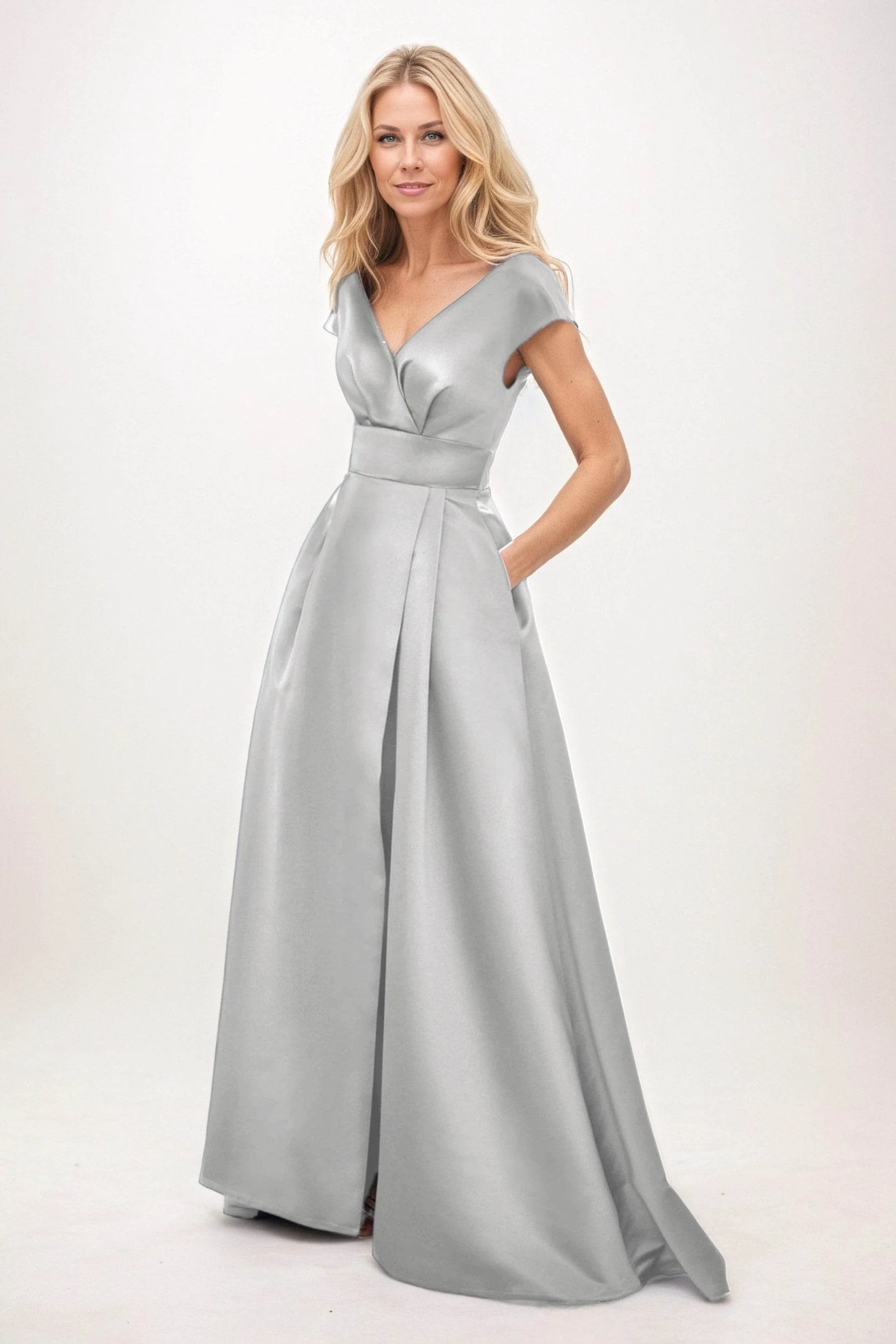 A-Line Maxi Satin Mother of the Bride Dresses CM0408