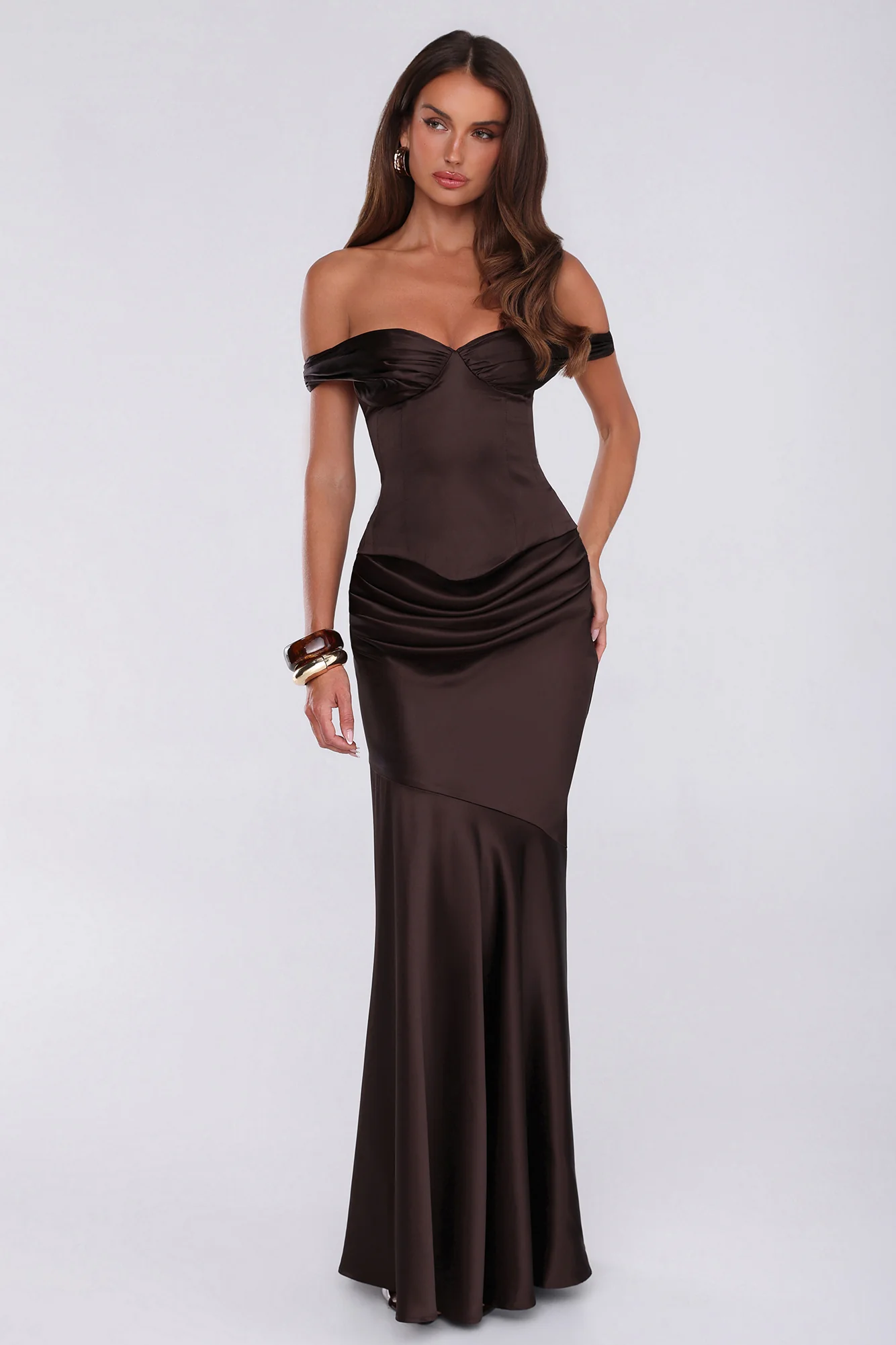 Final Fitting Satin Maxi Skirt Chocolate