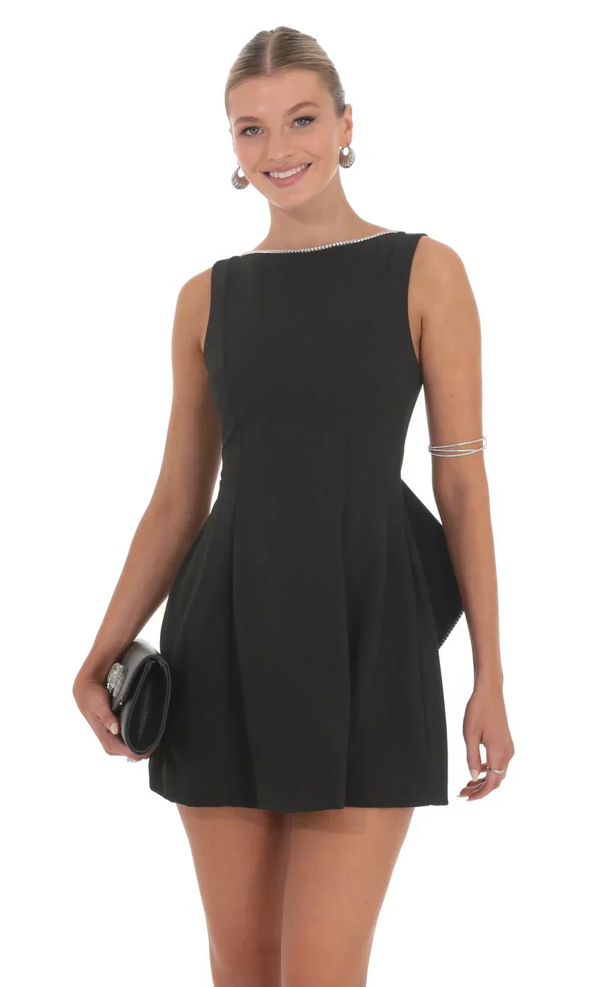 Attachable Rhinestone Fishtail Dress in Black - luluinthesky