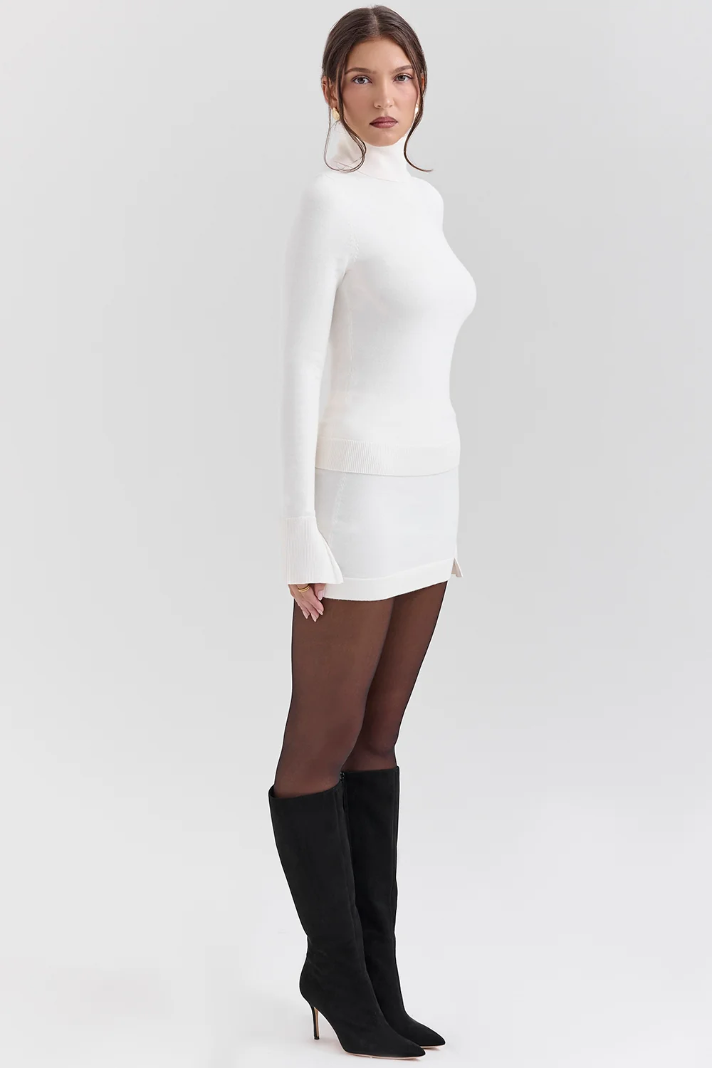 Ivory Cashmere Roll Neck Sweater