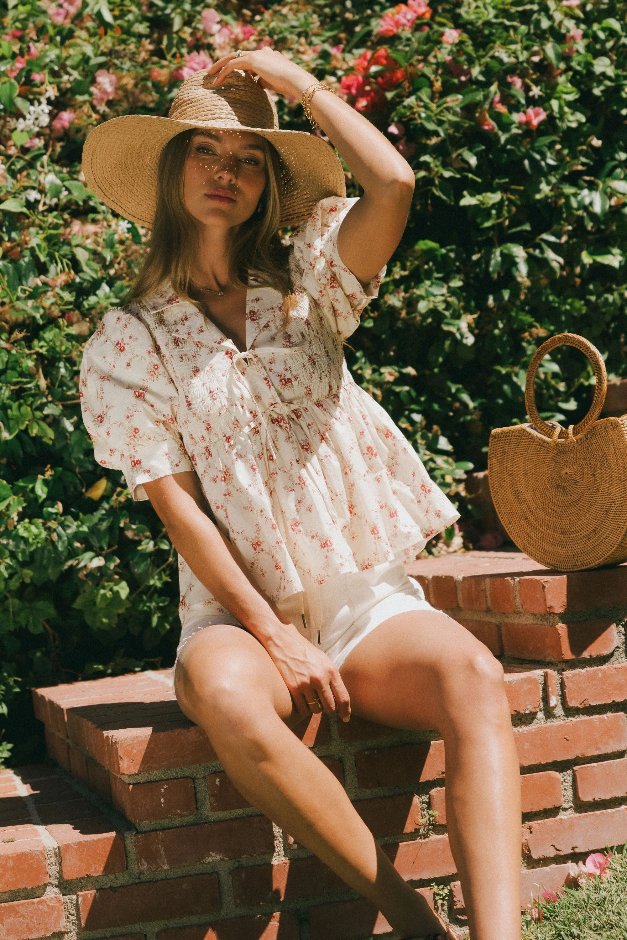 Denise Floral Blouse in Berry