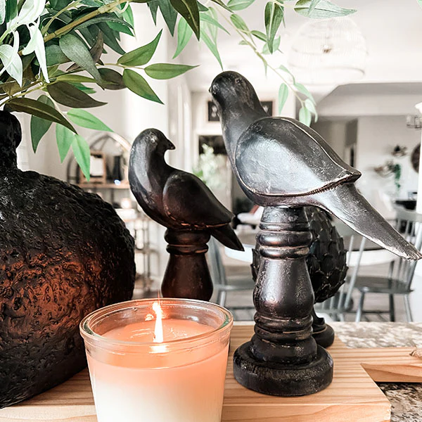 LARGE Wooden Raven Statues, Set of Two