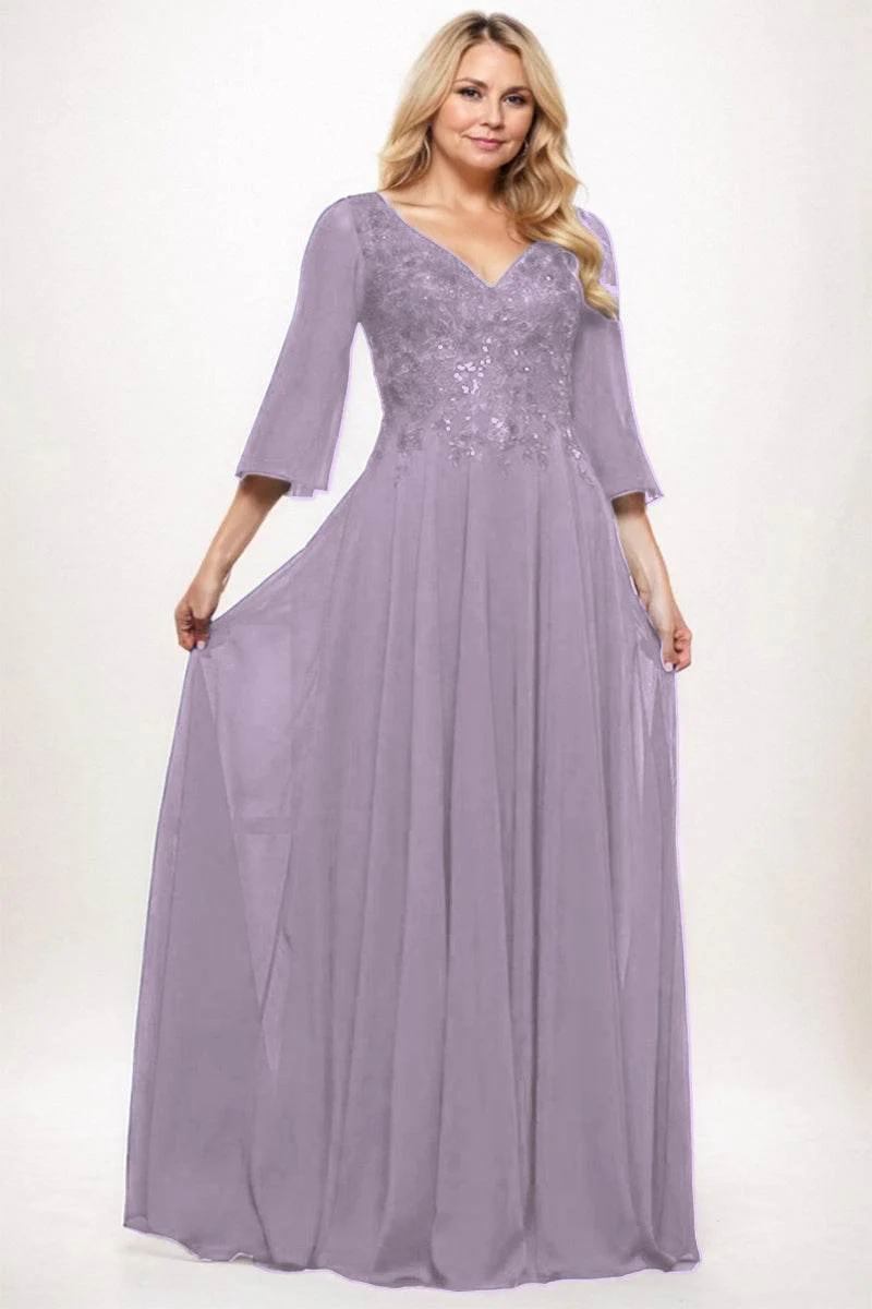 A-Line Maxi Chiffon Mother Dress CM0254