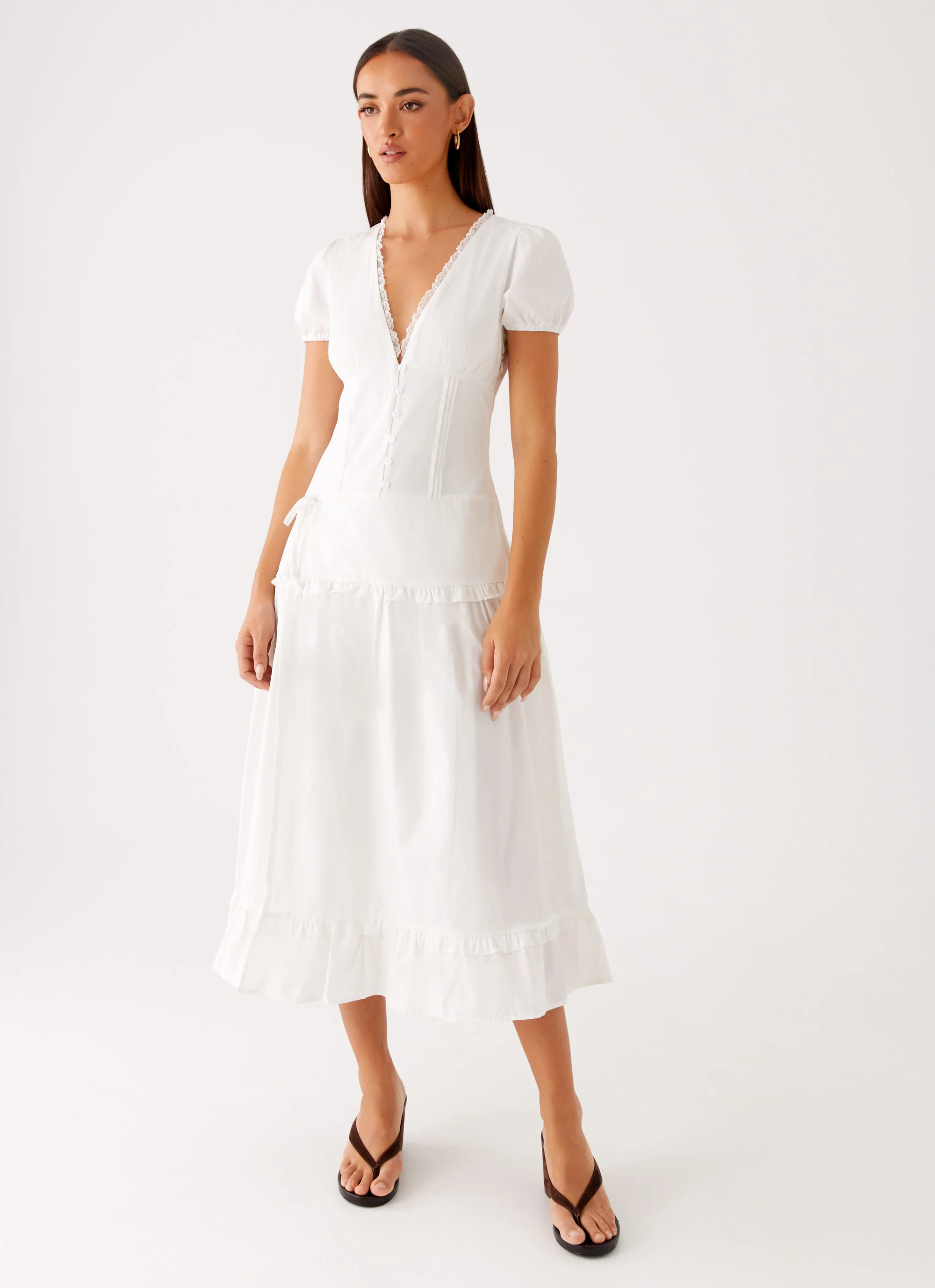 London Midi Dress - White - luluinthesky