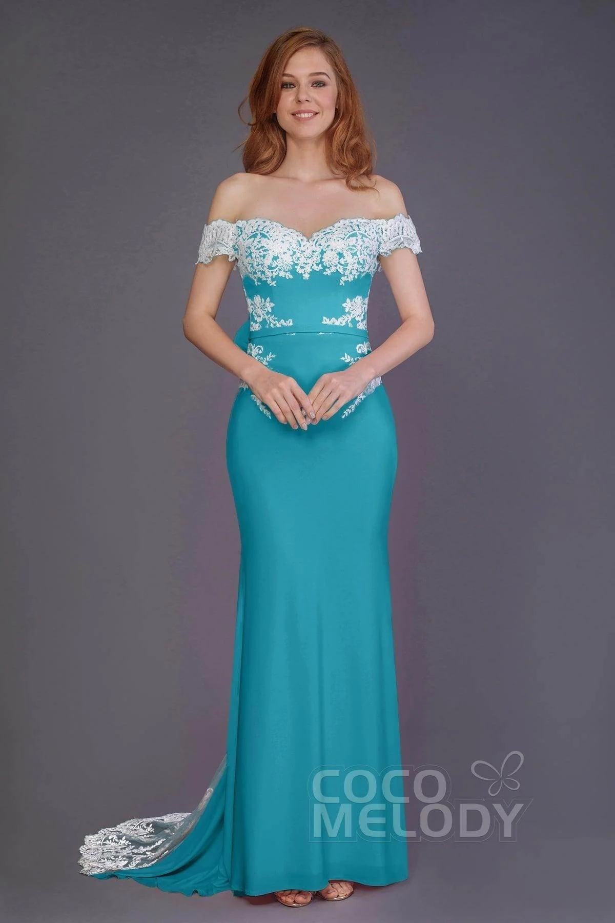 Mermaid Sweep Train Knitted Fabric Bridesmaid Dress PR3491