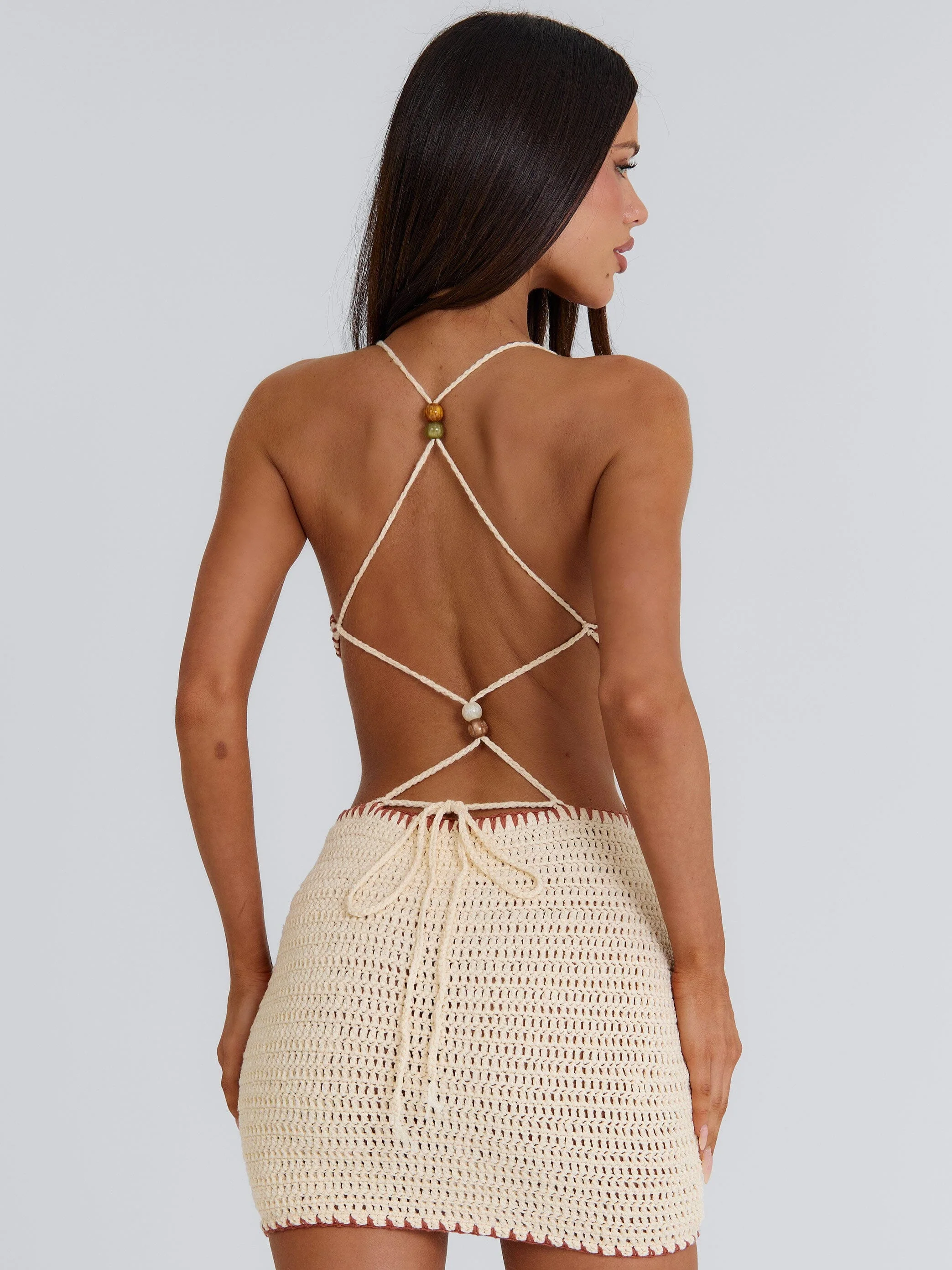 Islah Mini Dress Cream - luluinthesky