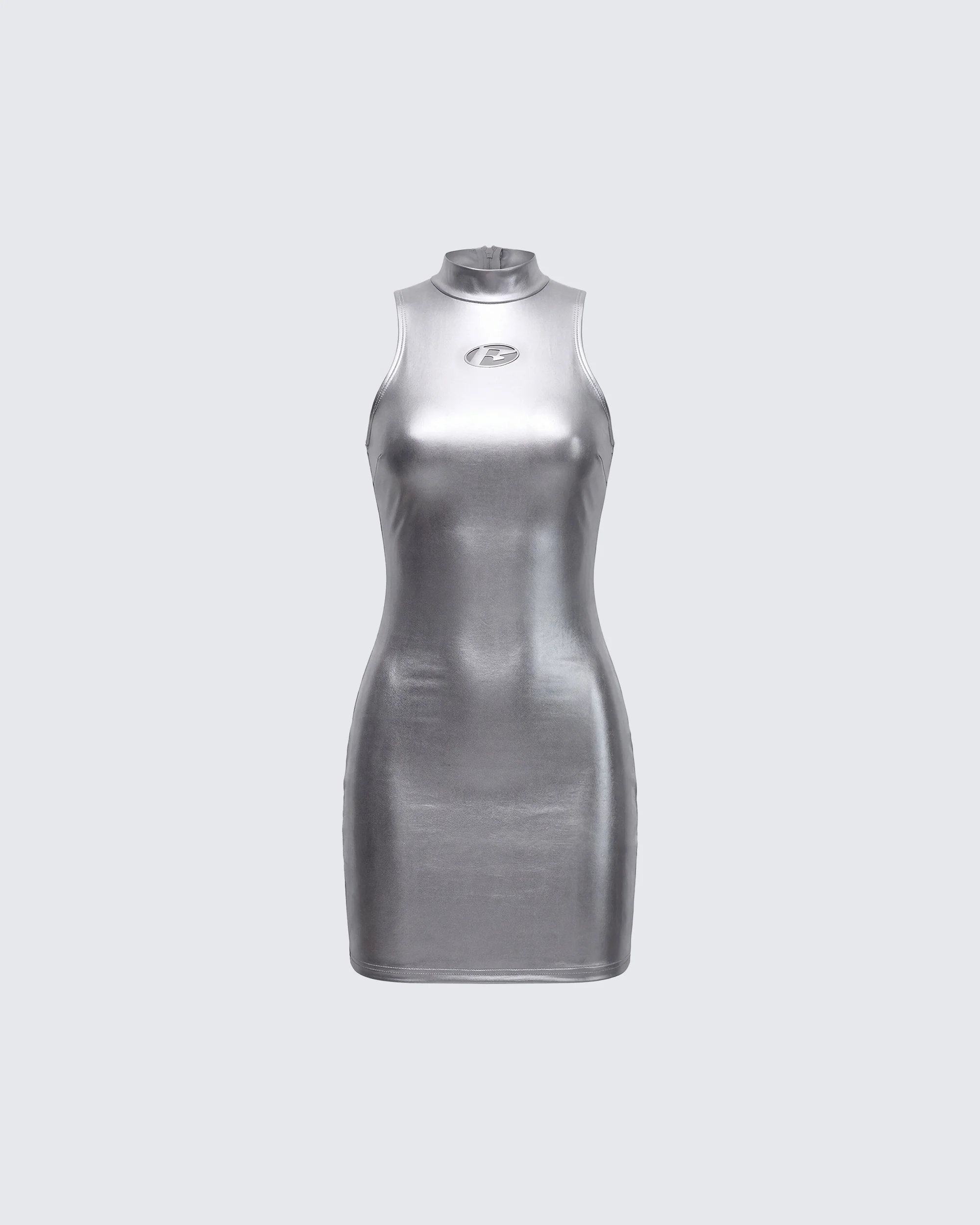 Gisele Silver Metallic Logo Dress