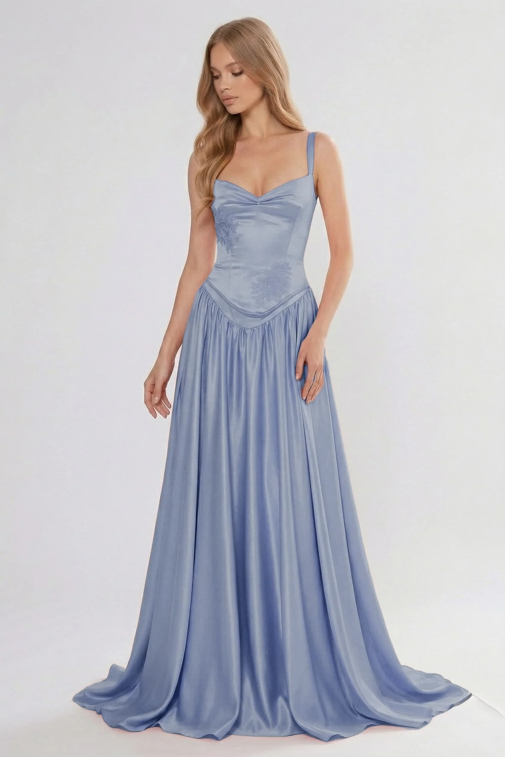 A-Line Floor Length Soft Satin Bridesmaid Dress CG0310BM