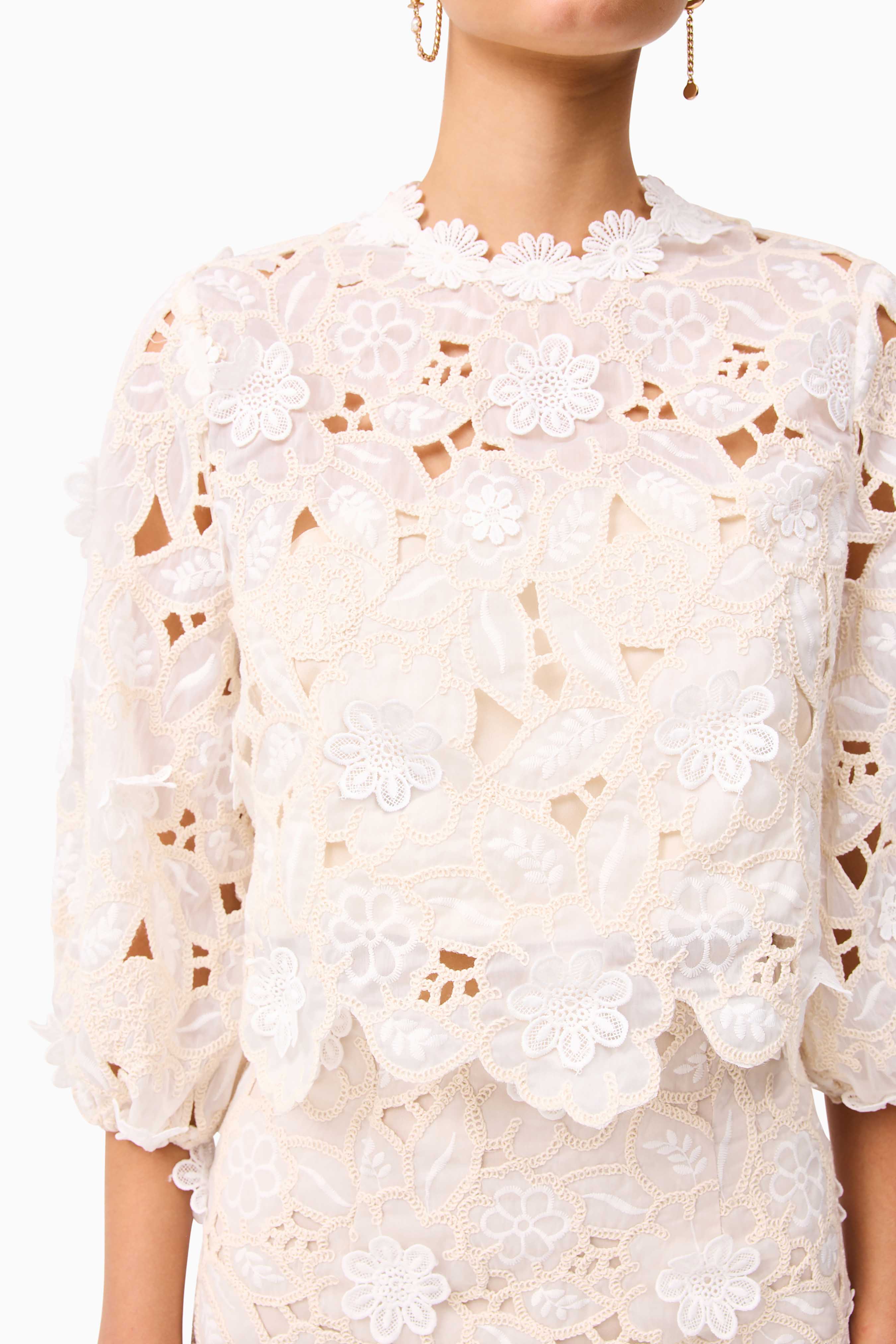 Sienna Top & Mini Skirt Set in Cream