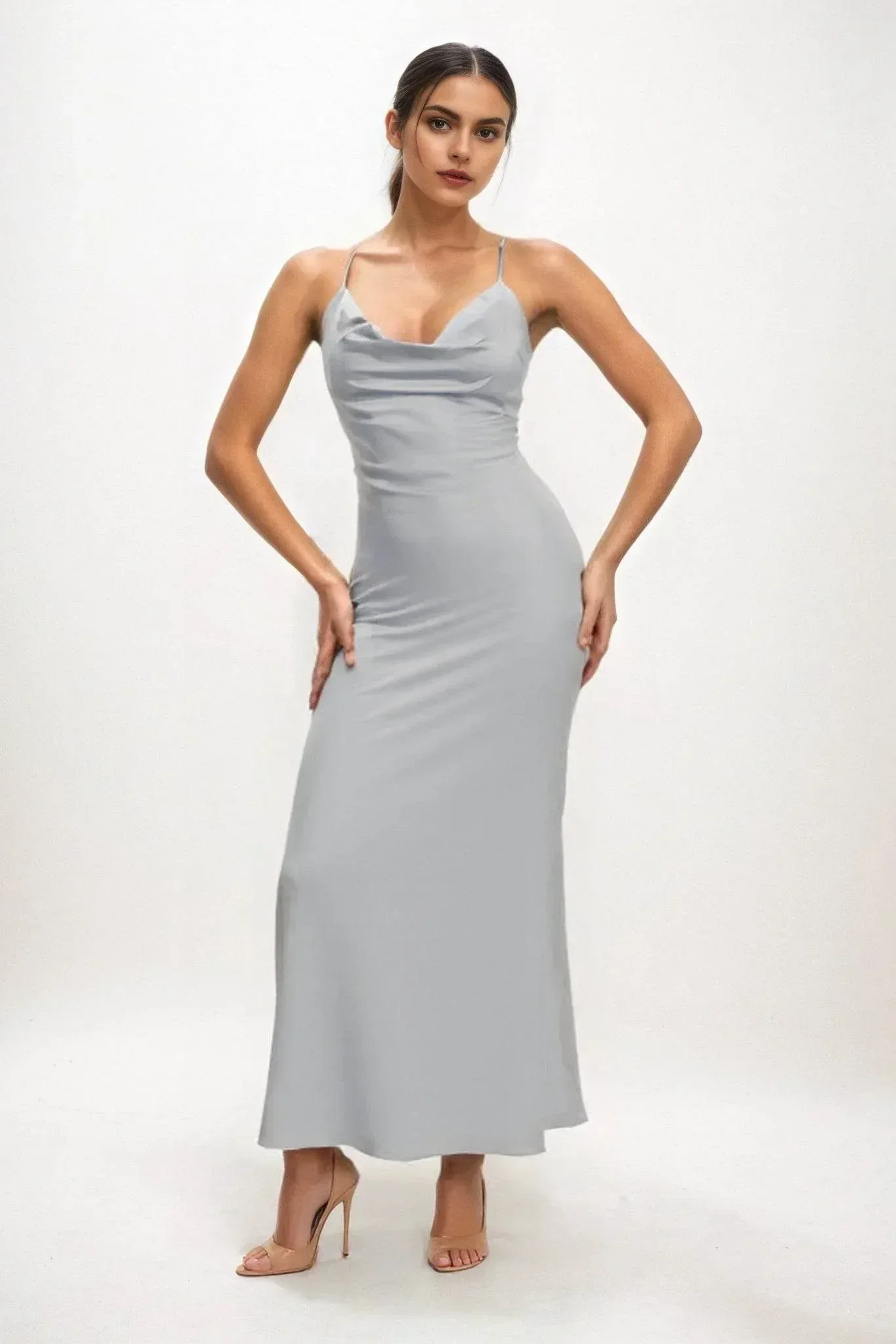Sheath-Column Midi Luxe Satin Dress CB0831CS