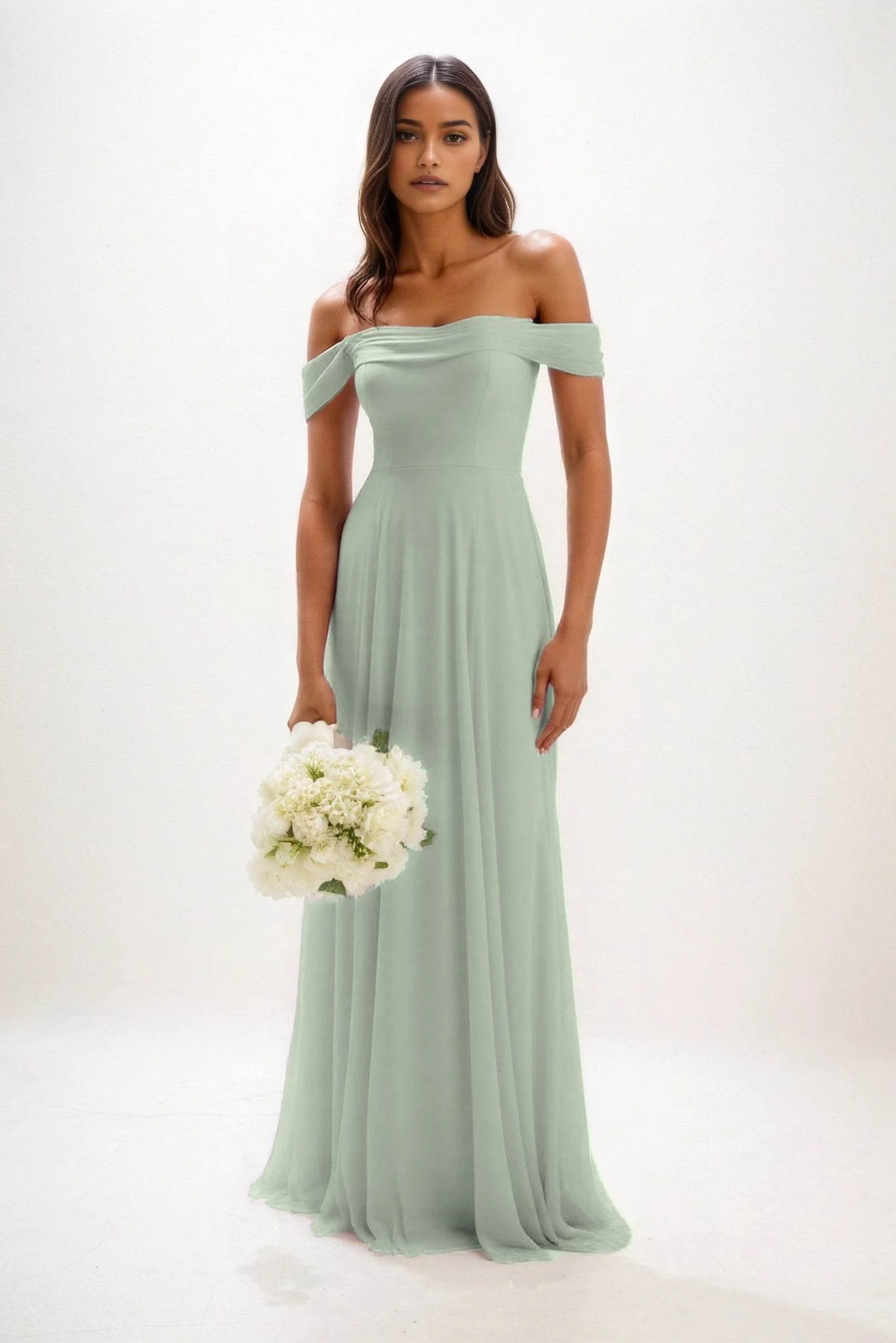 A-Line Maxi Chiffon Bridesmaid Dress CB0857