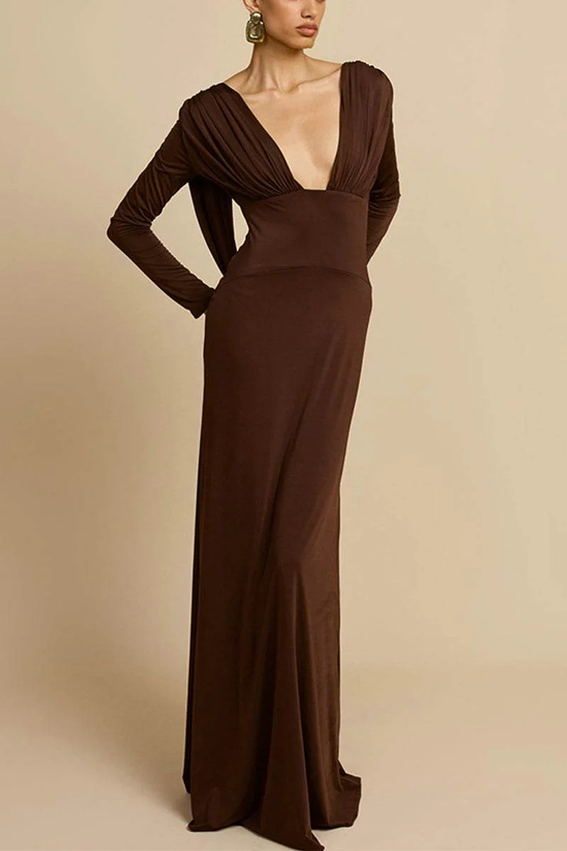 Sheath-Column Maxi Knitted Fabric Dress 962163073803