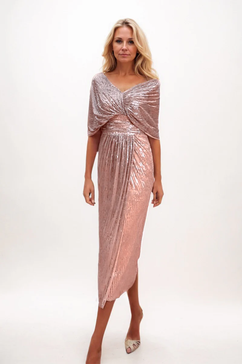 A-line Midi Sequined Mother Dress CM0225
