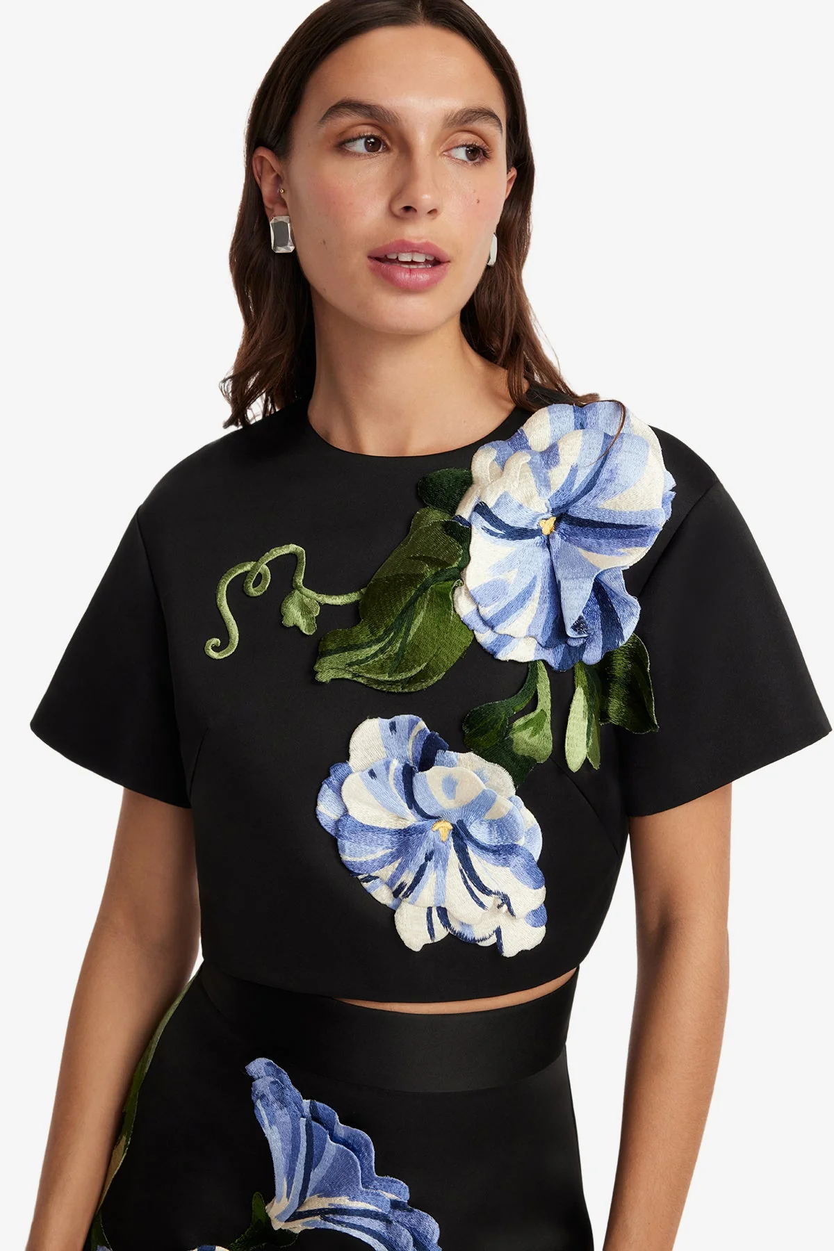 Indie Sleeve Top - Vine Print in Ebony