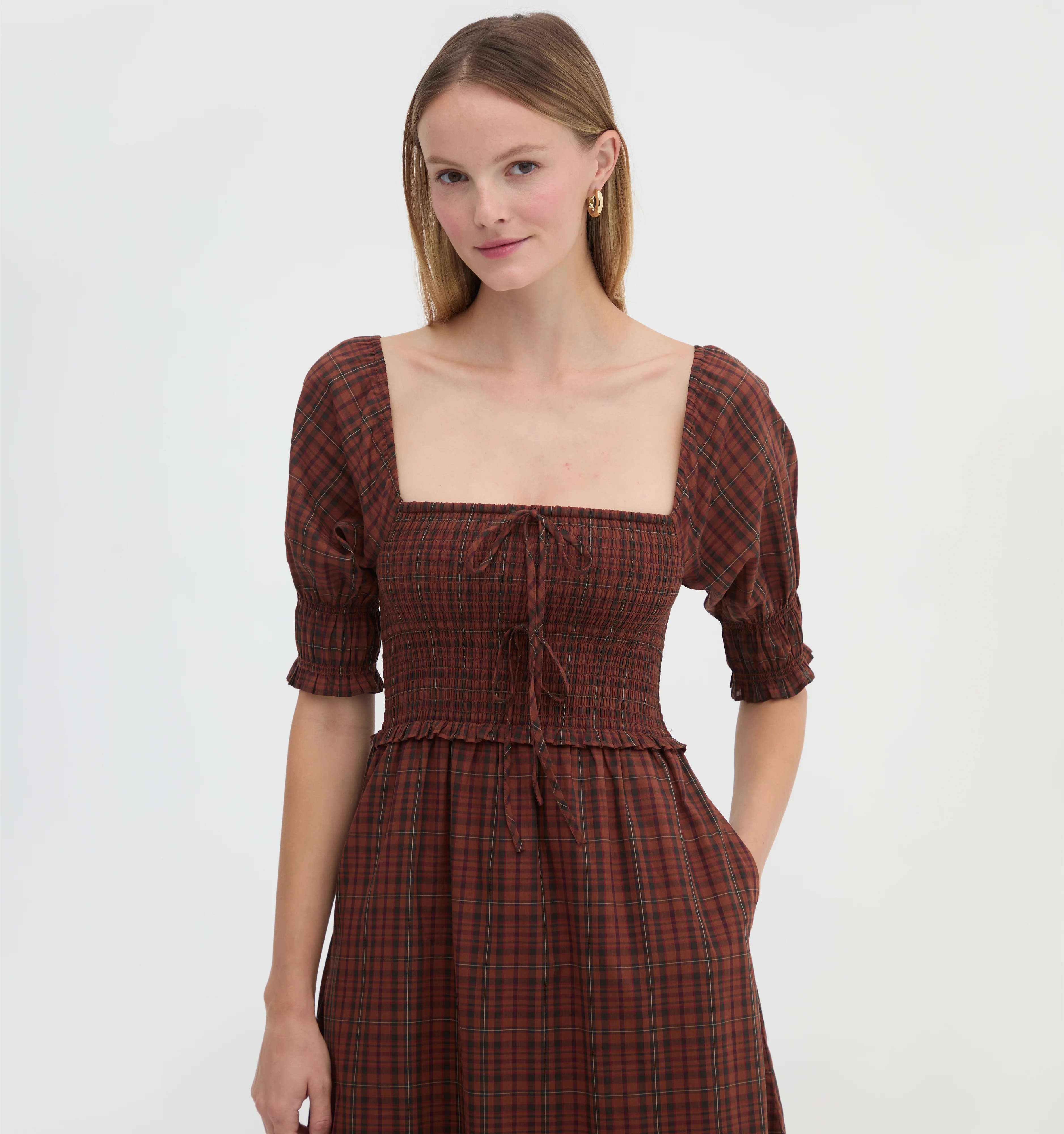 The Malene Nap Dress - Chestnut Plaid