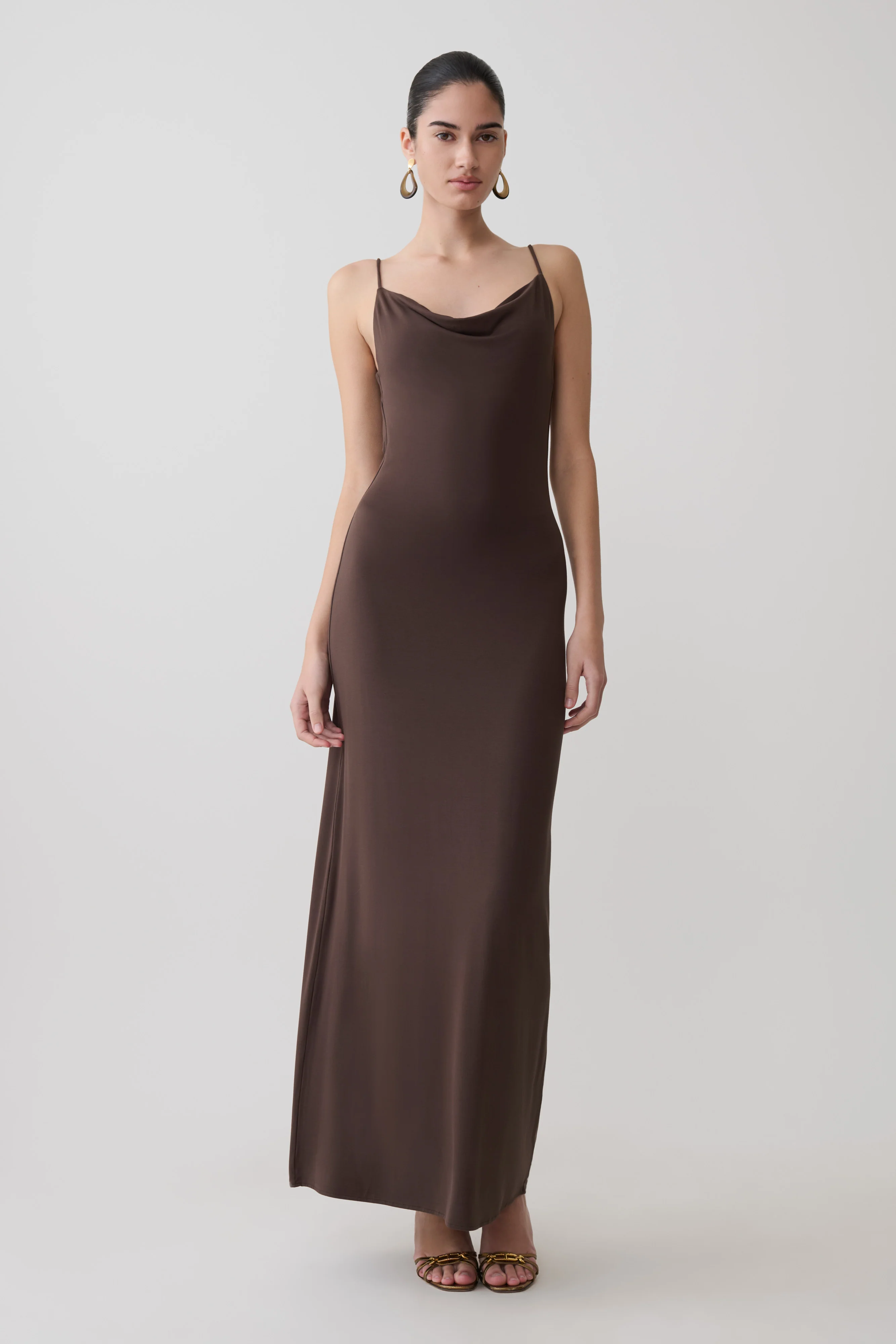Joni Cowl Maxi Dress - Bitter Chocolate