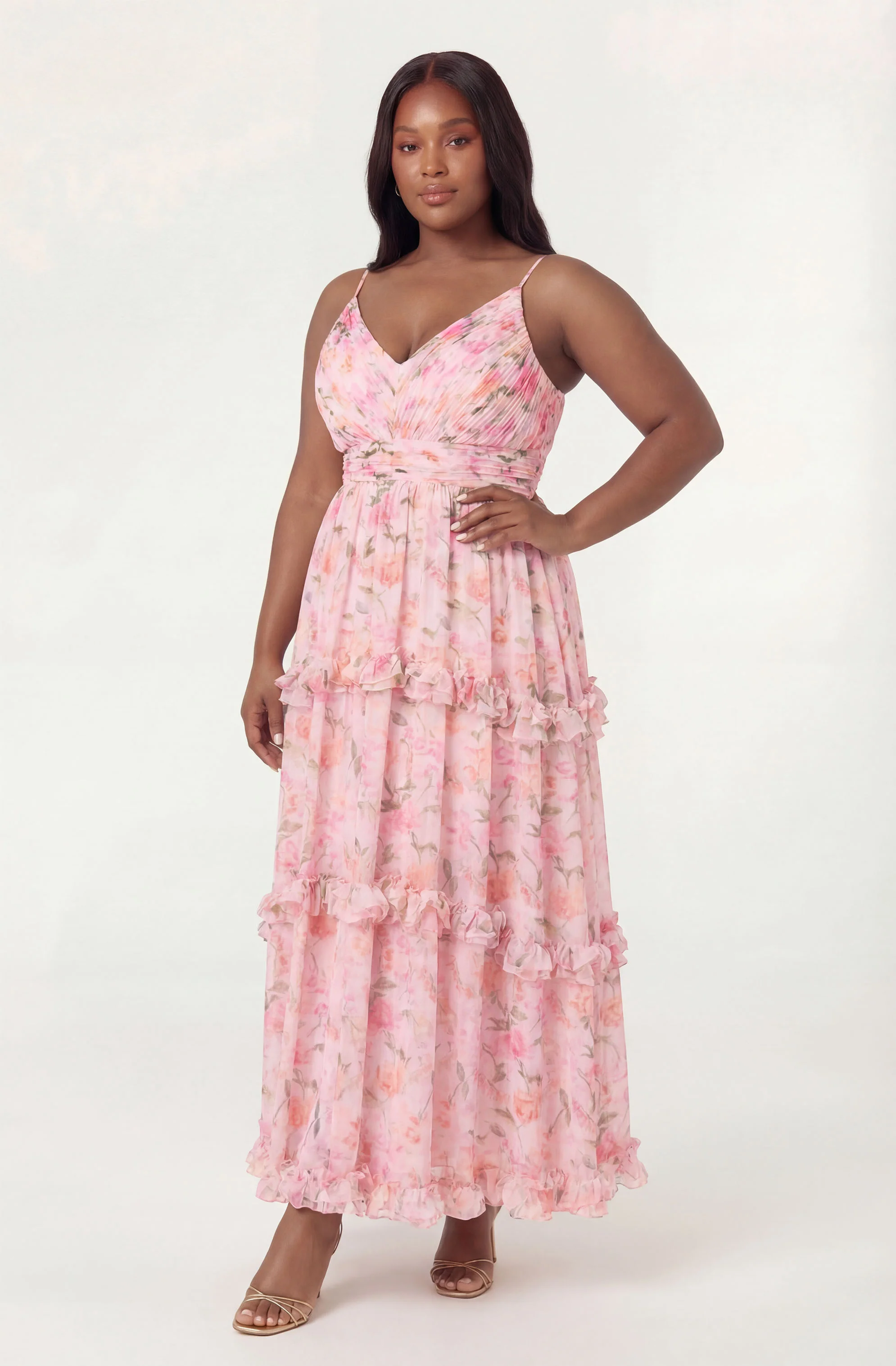 Ayanna Floral Pleated Tiered Maxi Dress