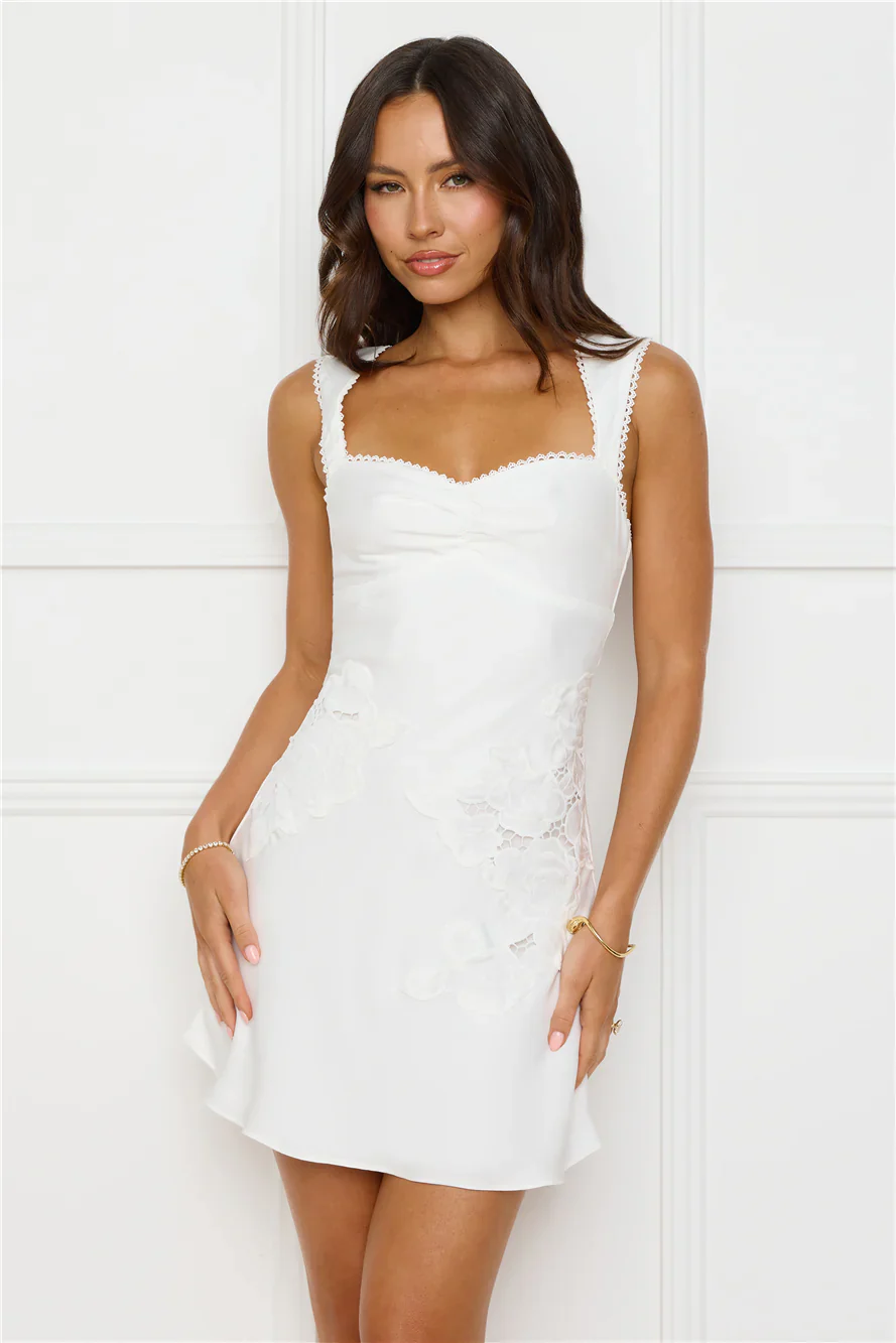 Exotic Flair Satin Mini Dress White - luluinthesky