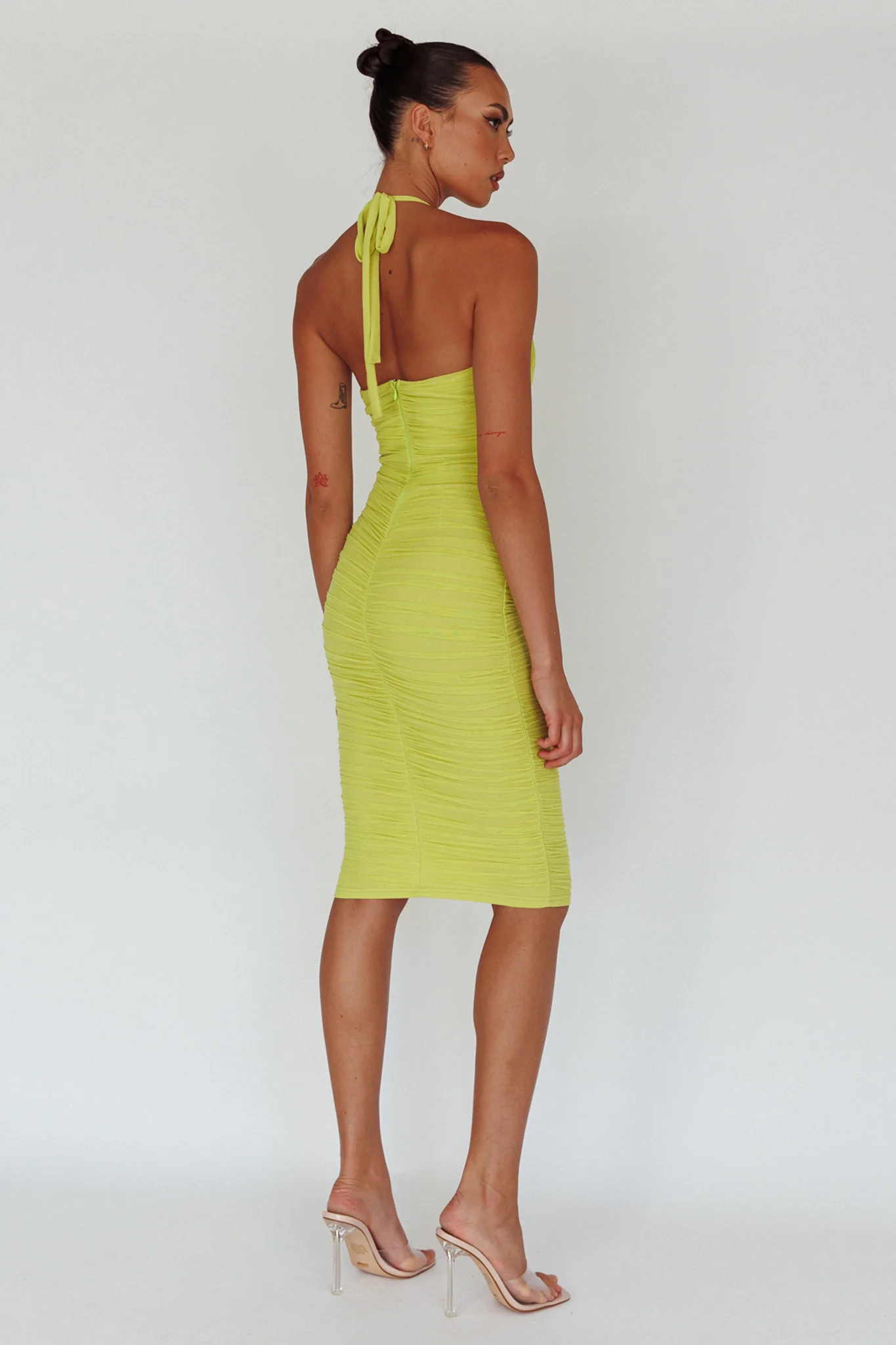 Maribella Halterneck Midi Dress Lime