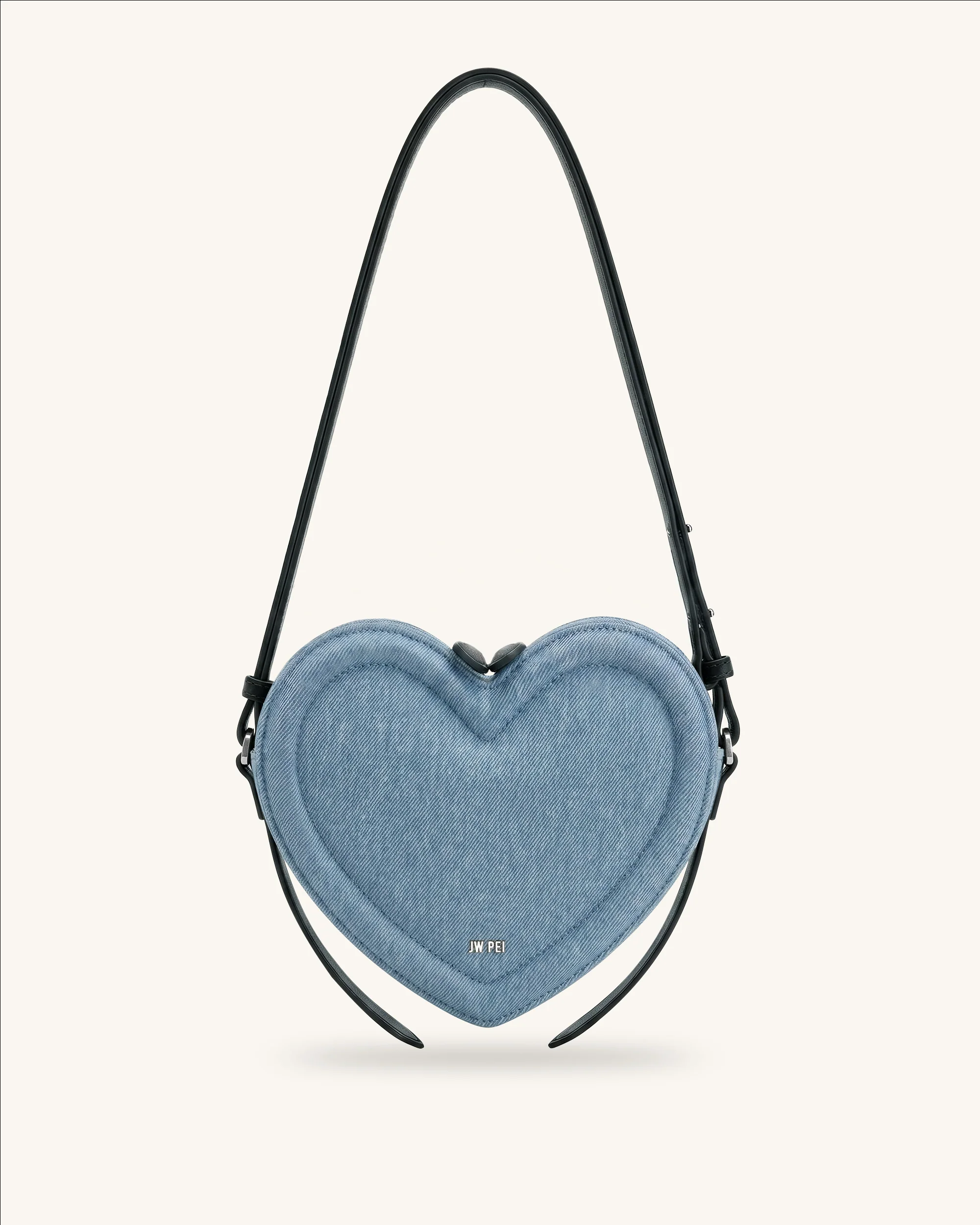 Arlene Heart Shaped Crossbody Bag - Light Blue Denim