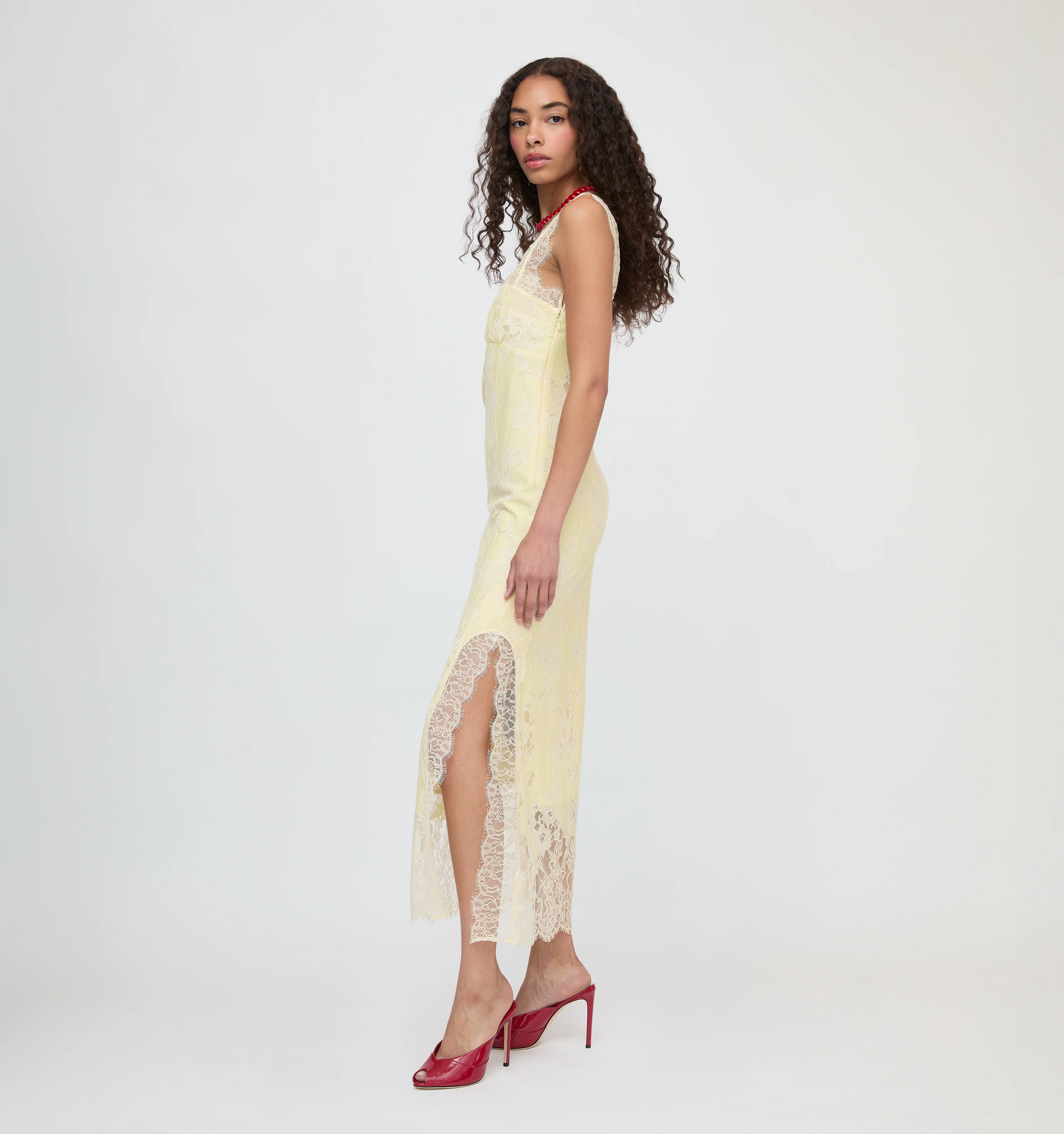 The Alba Dress - Yellow Trailing Lace
