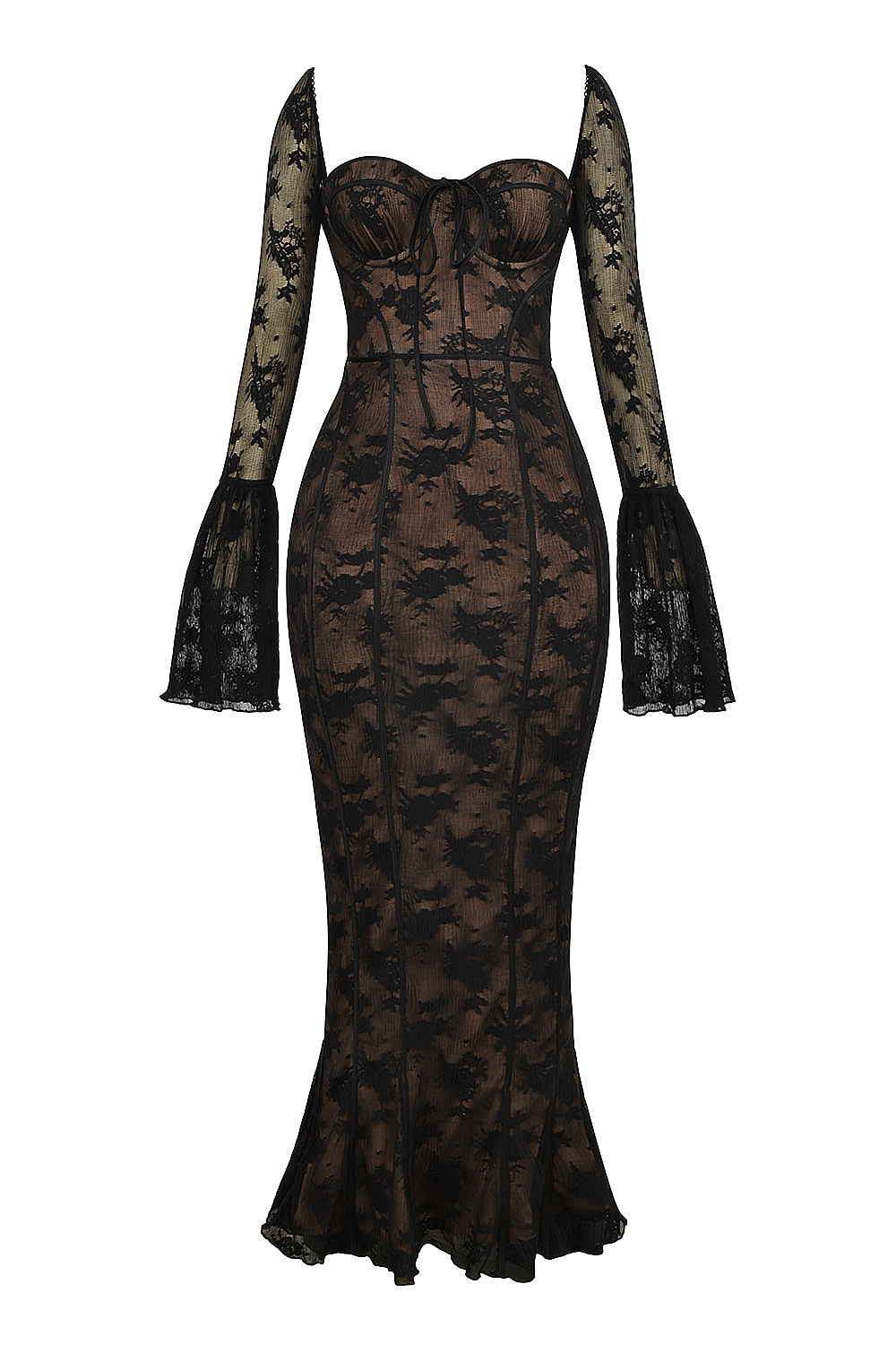 Black Long Sleeve Lace Maxi Dress