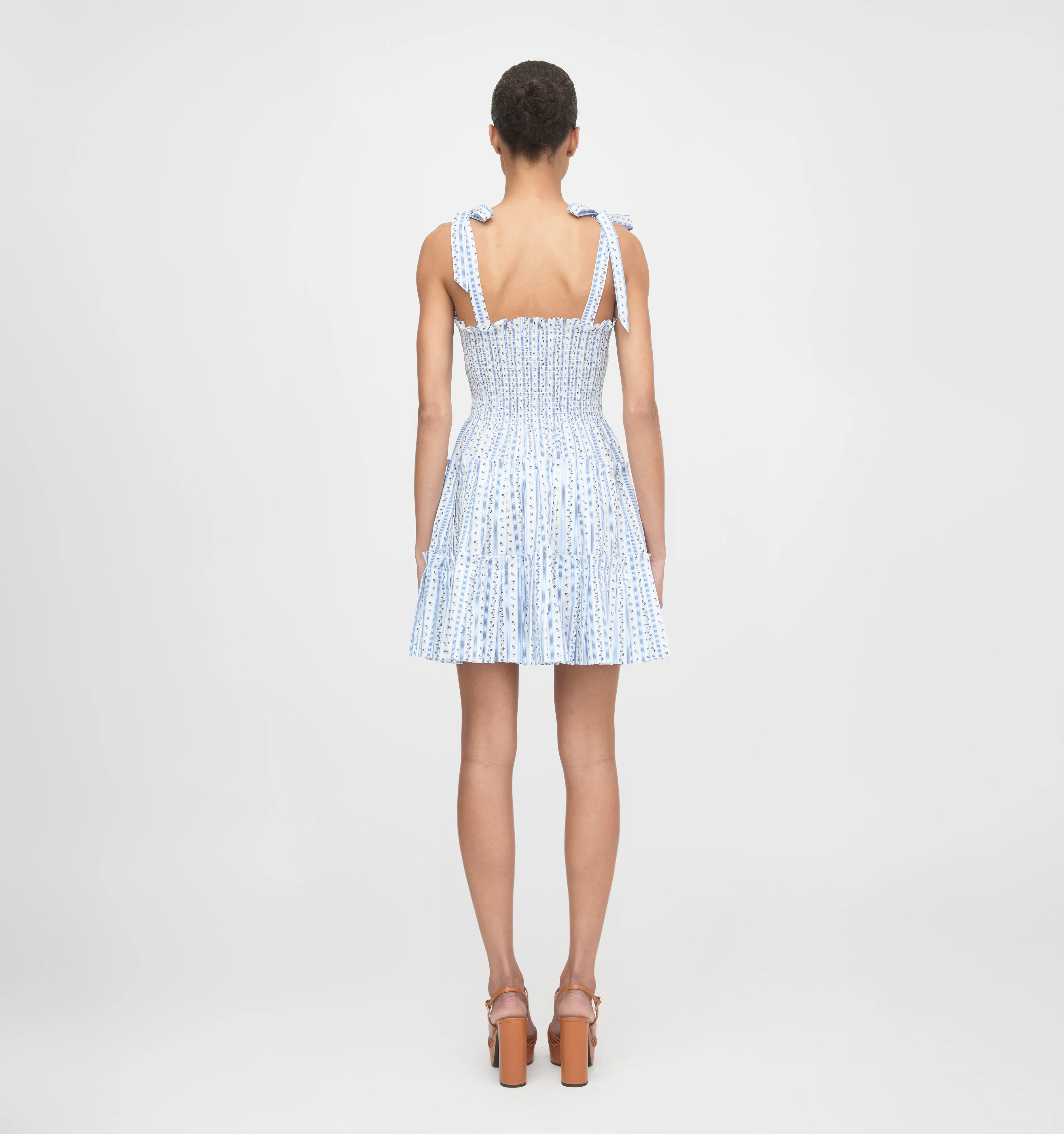 The Ribbon Charlotte Nap Dress - Blue Petal Stripe