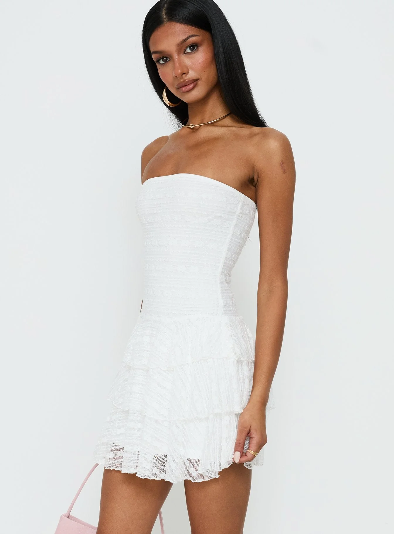 Emarie Strapless Mini Dress White