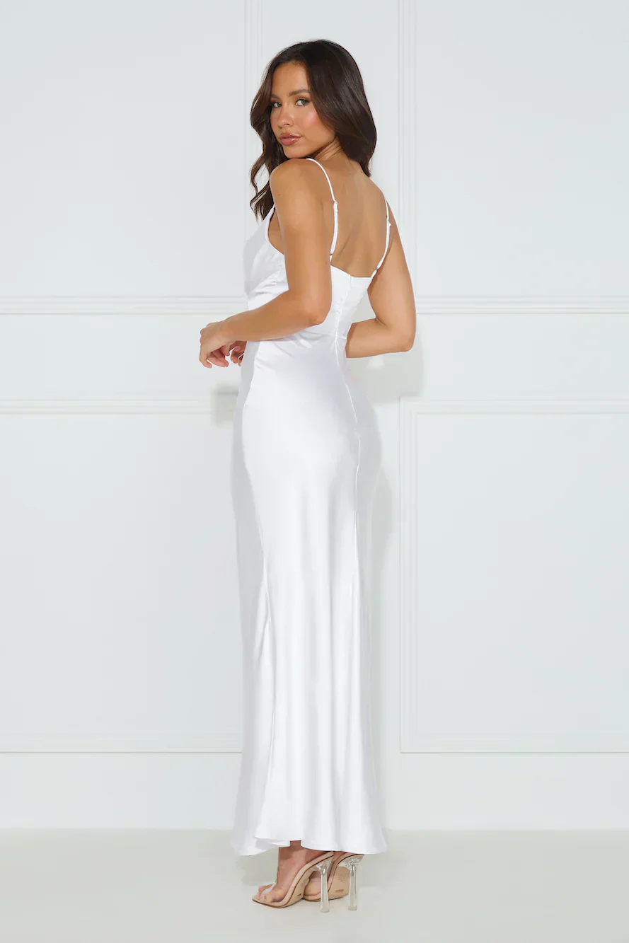 Nobody But You Satin Maxi Dress White - luluinthesky