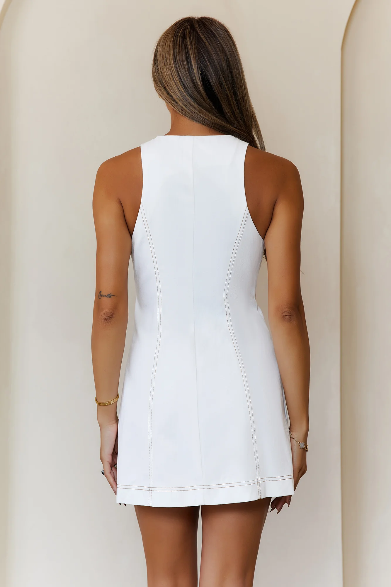 Sleek Vibes Denim Mini Dress White - luluinthesky