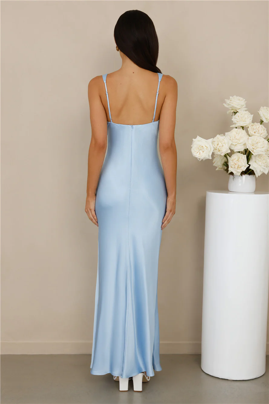 The Isabeau Satin Maxi Dress Blue