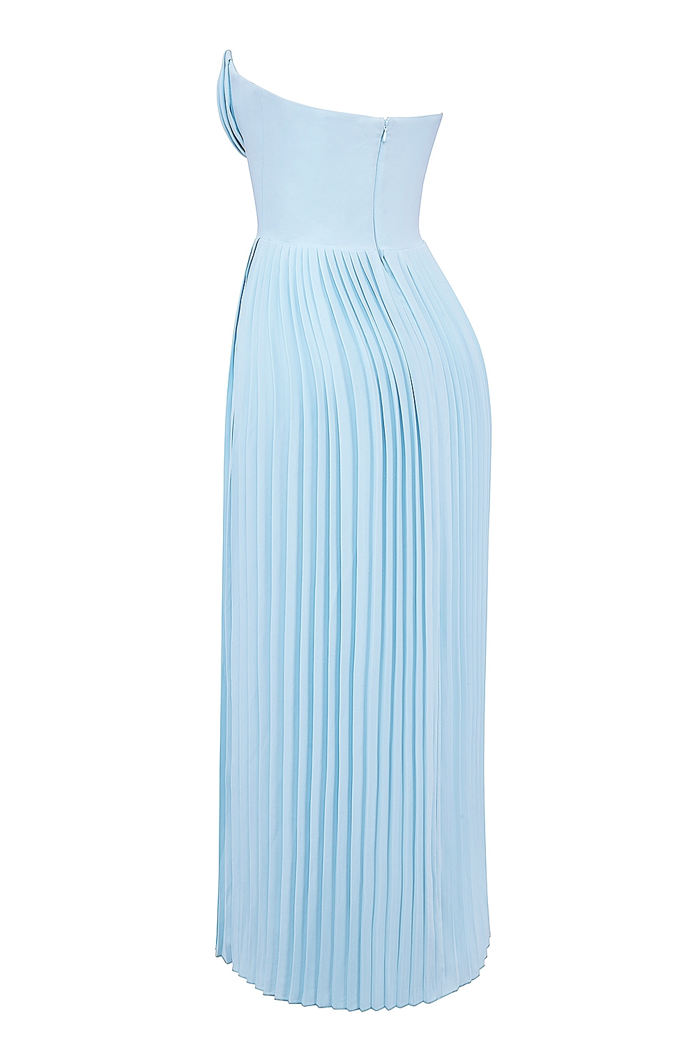 ocean blue pleated maxi dress