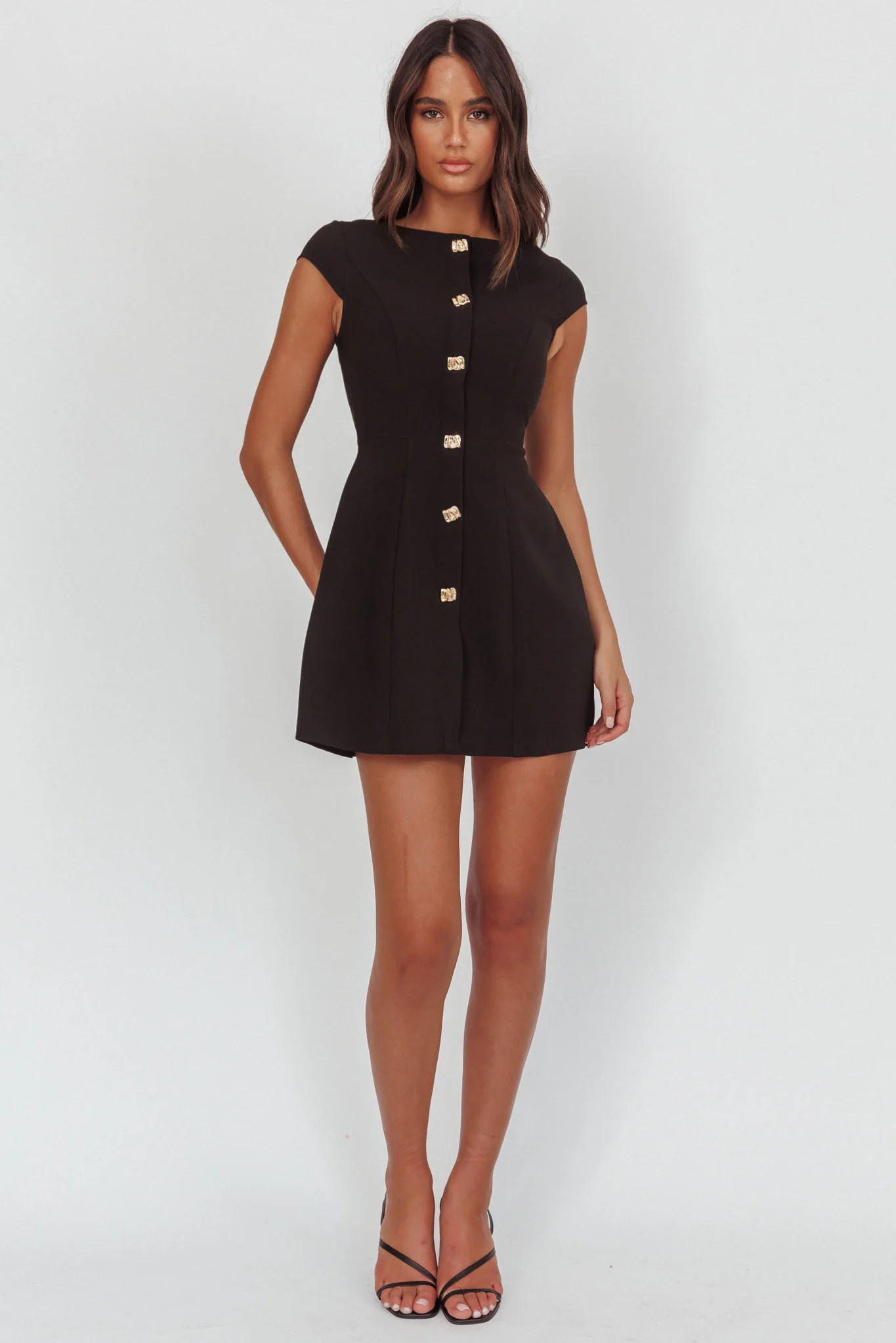 Rebel Cap Sleeve Mini Dress Black