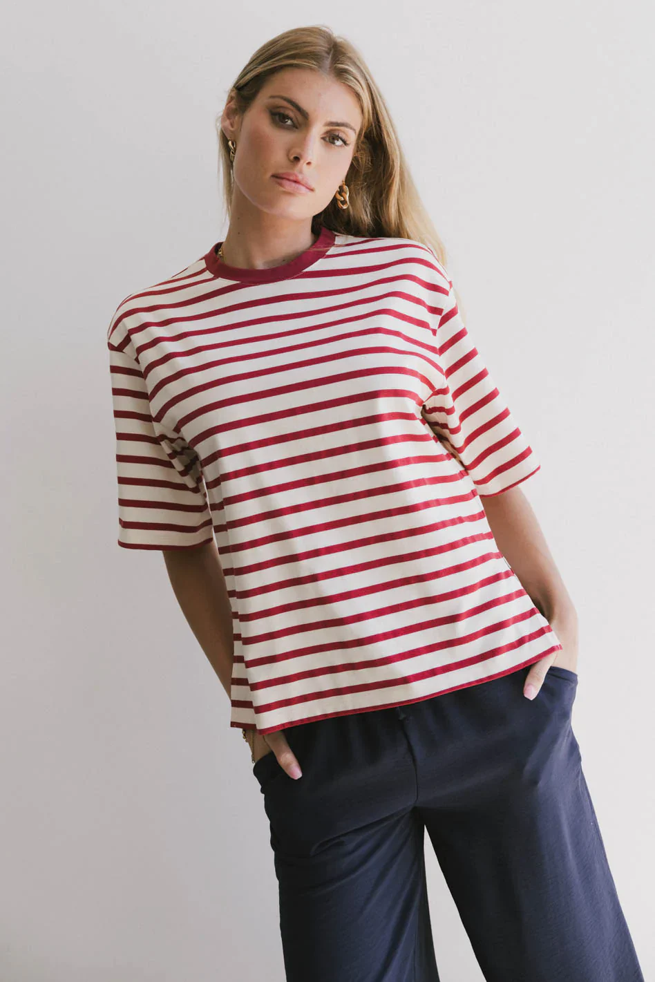 Freddie Striped Tee in Red