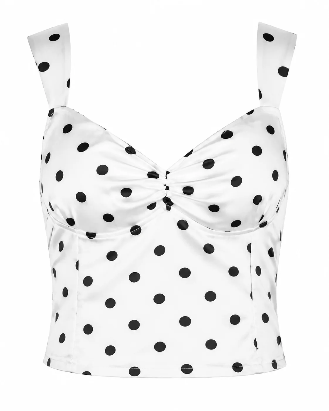 Polka Dot Ruched Bustier Top