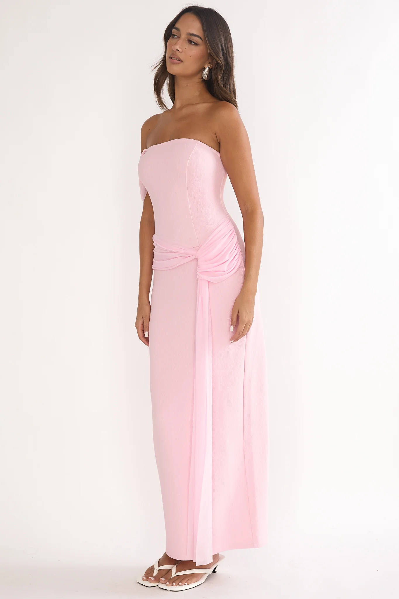 Chiavari Waist Drape Maxi Dress Pink