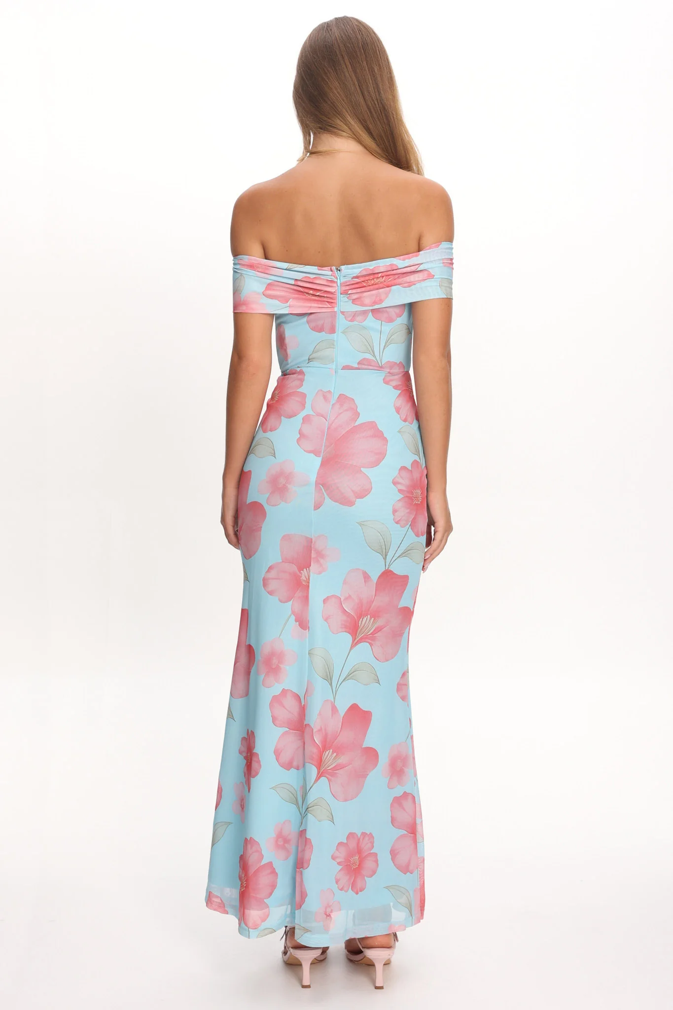 Tilda Off-Shoulder Maxi Dress Floral Blue