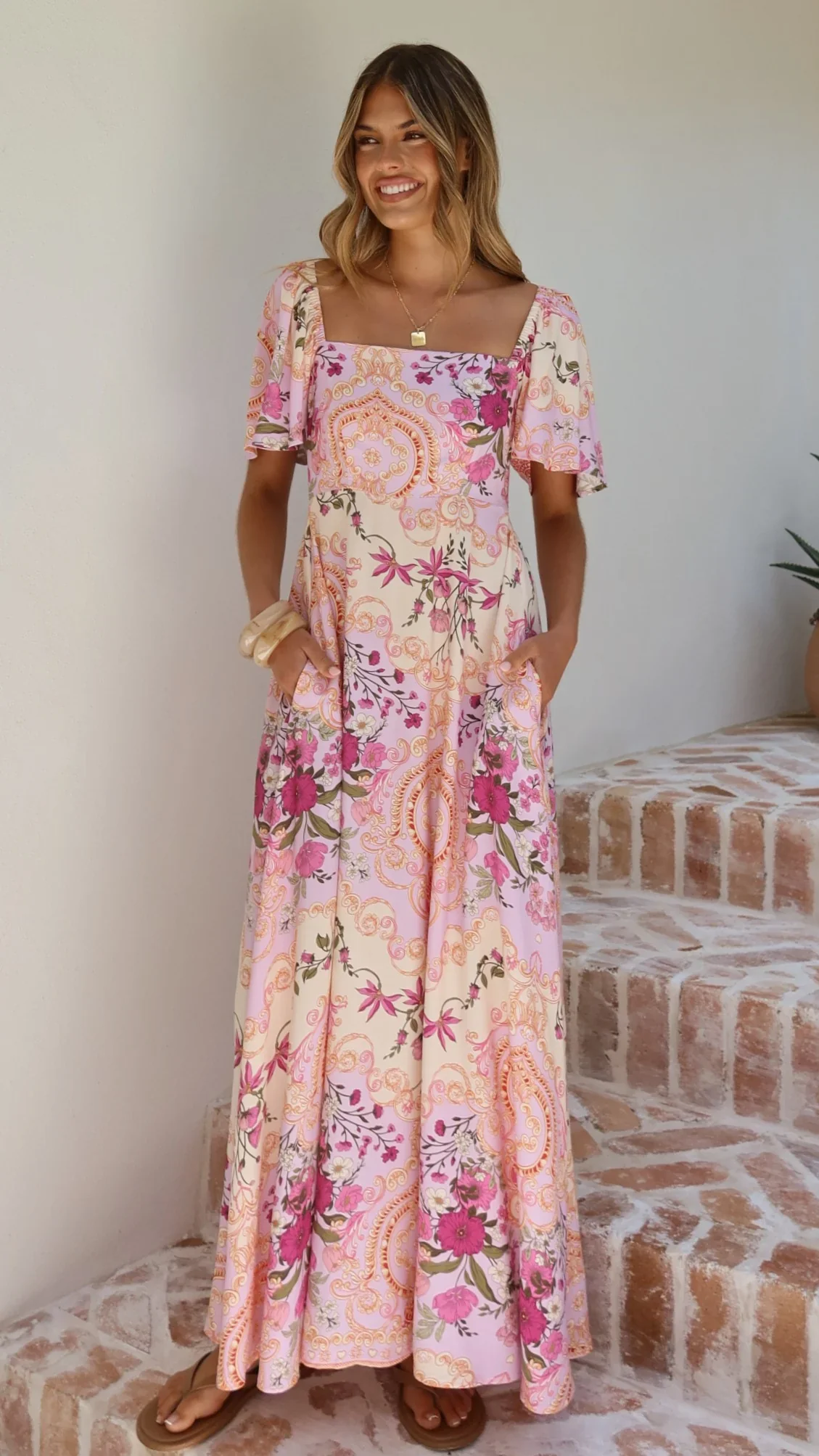 Tamar Maxi Dress - Pink Floral