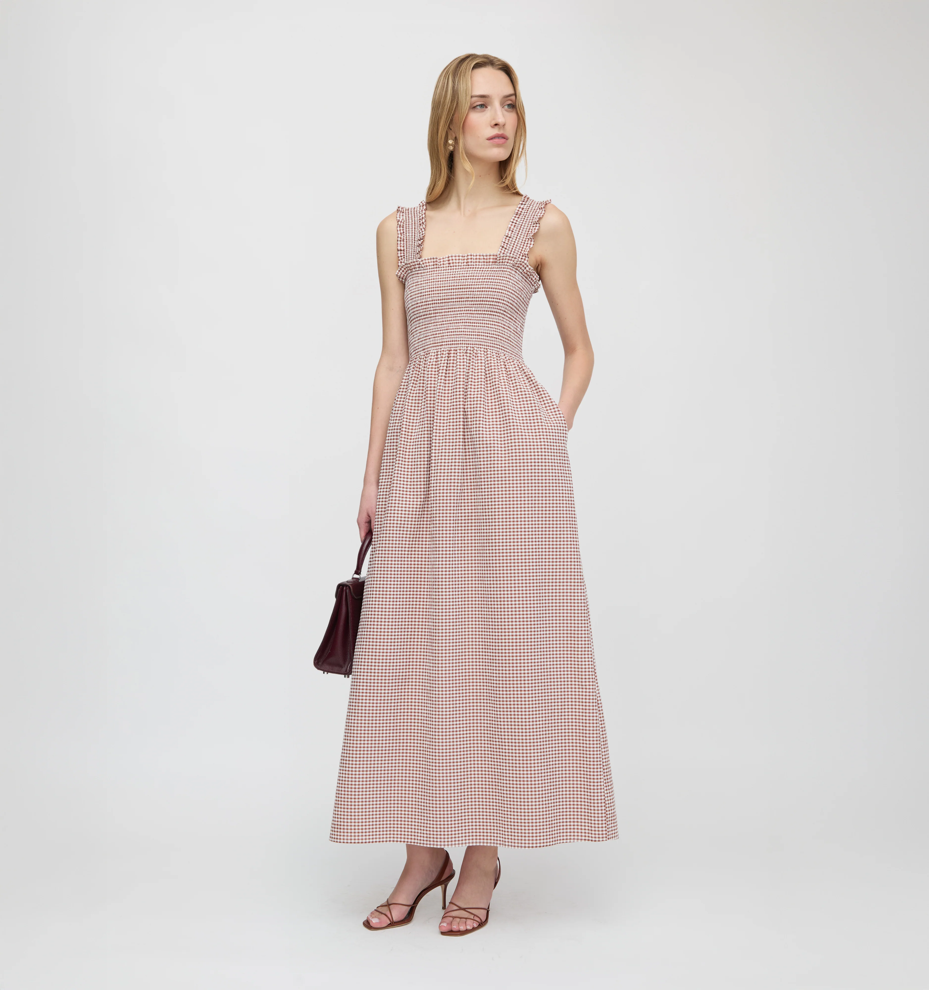 The Ashlyn Nap Dress - Cognac Gingham