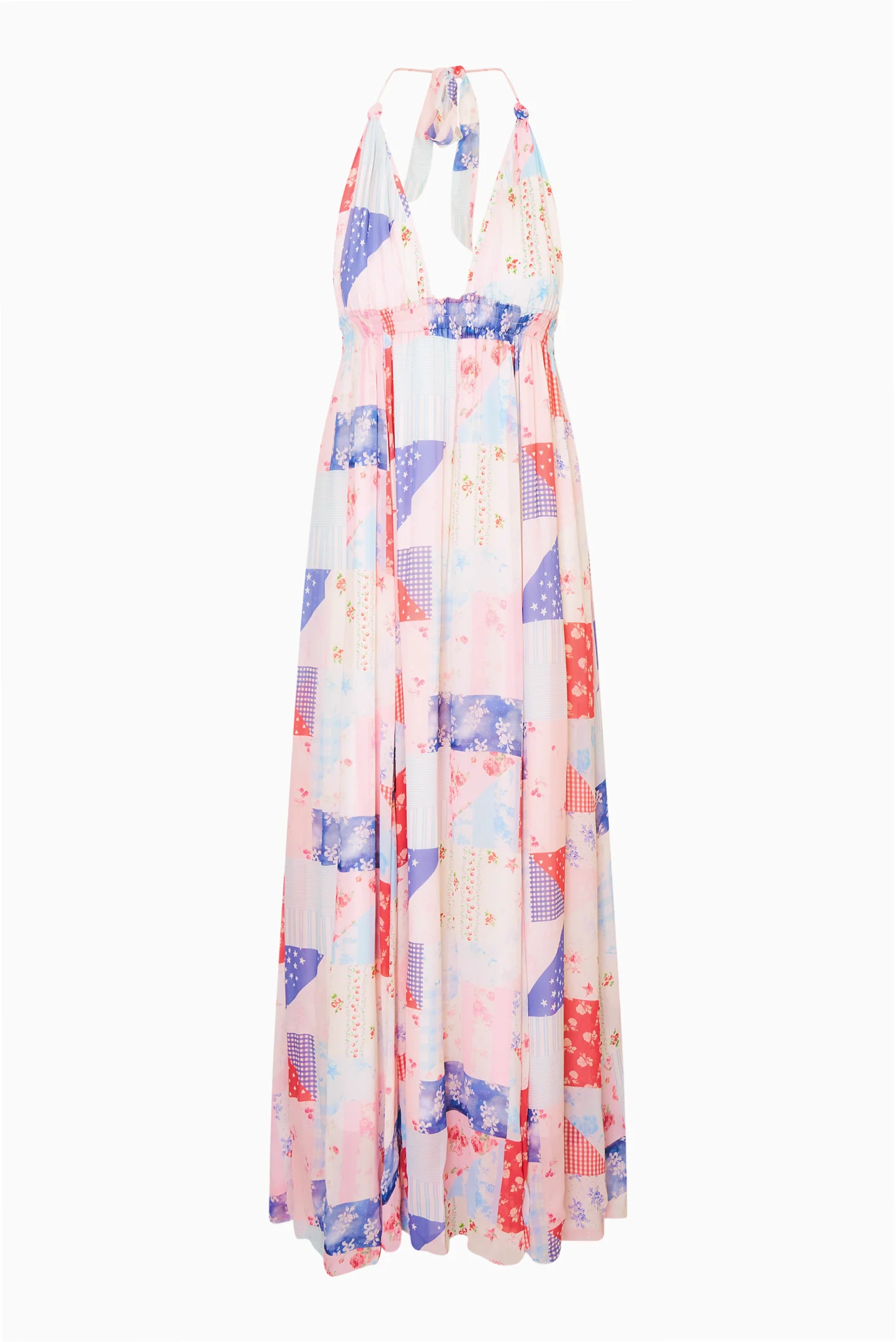 Fancy Patchwork Halter Maxi Dress