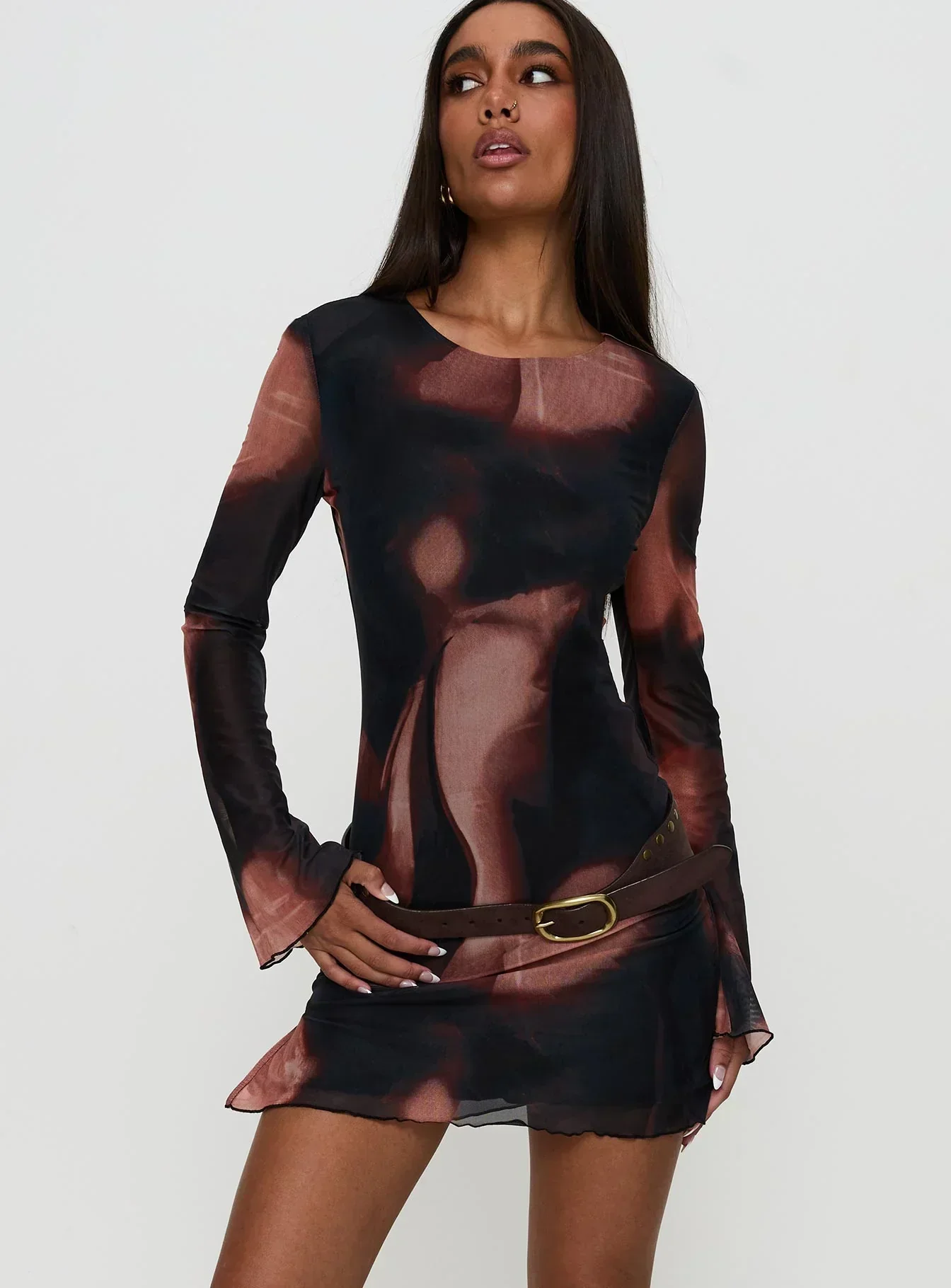 Nyxia Long Sleeve Mini Dress Multi