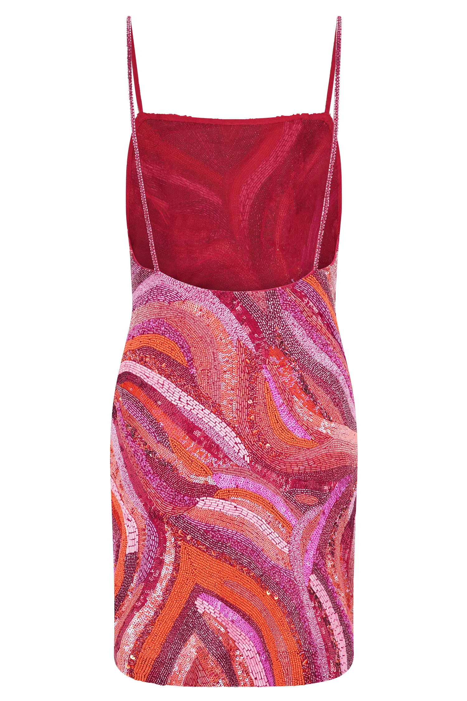Eloise Hand Beaded Mini Dress - Pink Swirl Print