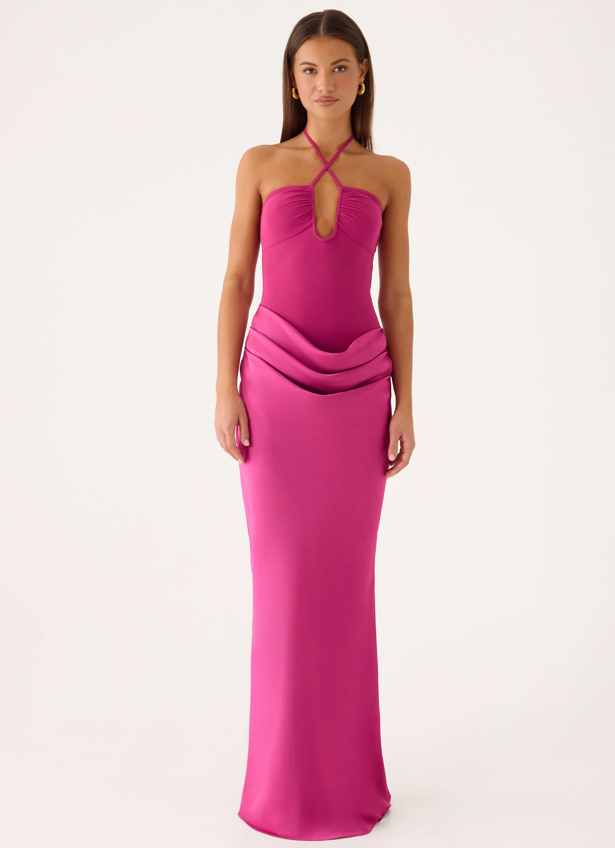 Verner Halter Maxi Dress - Berry