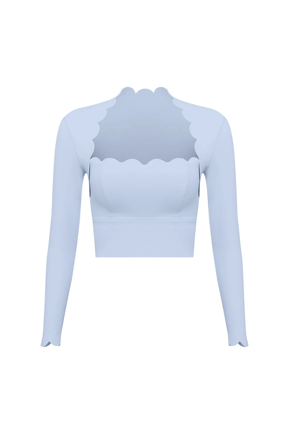 Scallop Cropped Long Sleeve Top