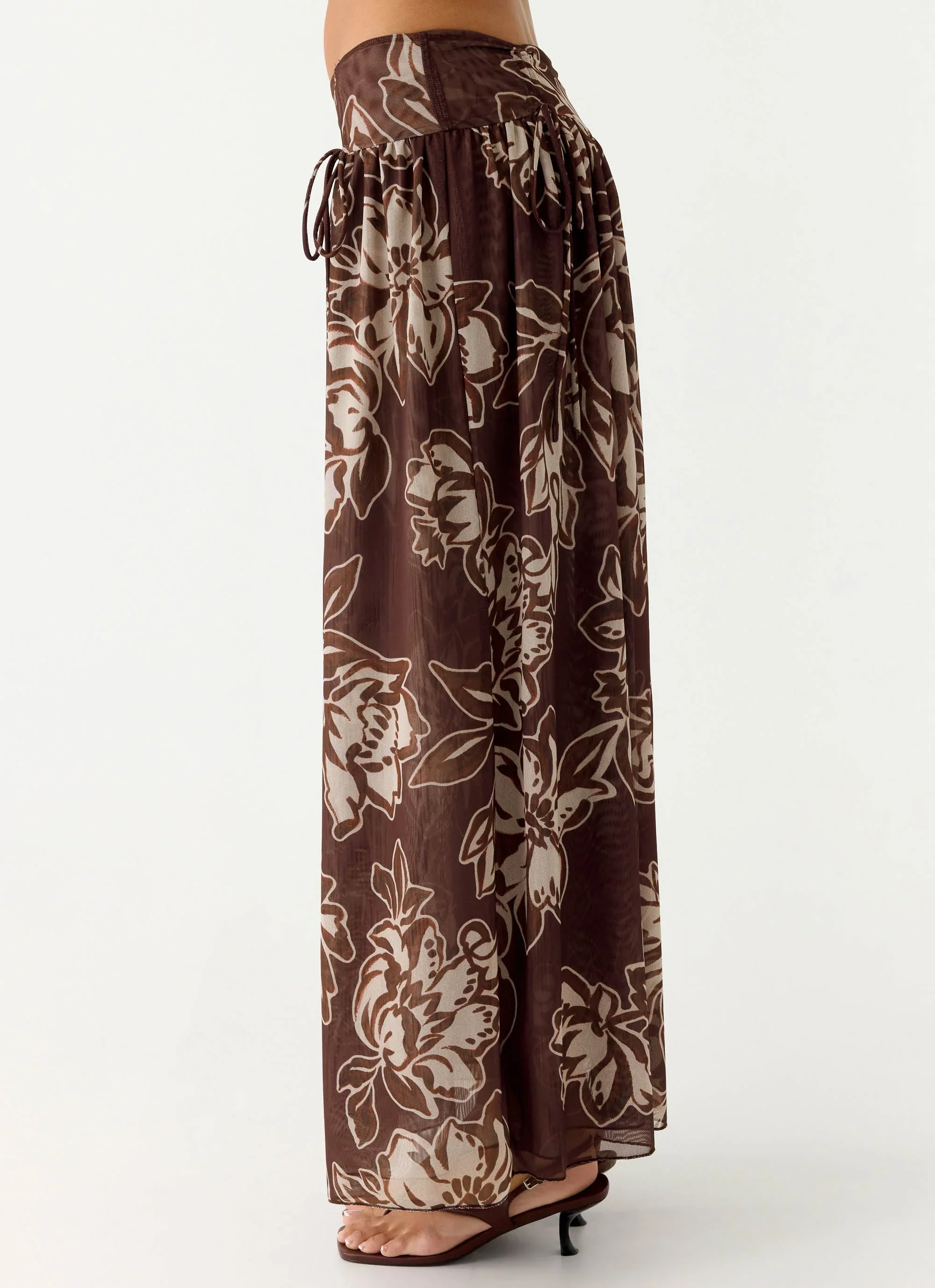 Hot Like Me Maxi Skirt - Espresso Meadow
