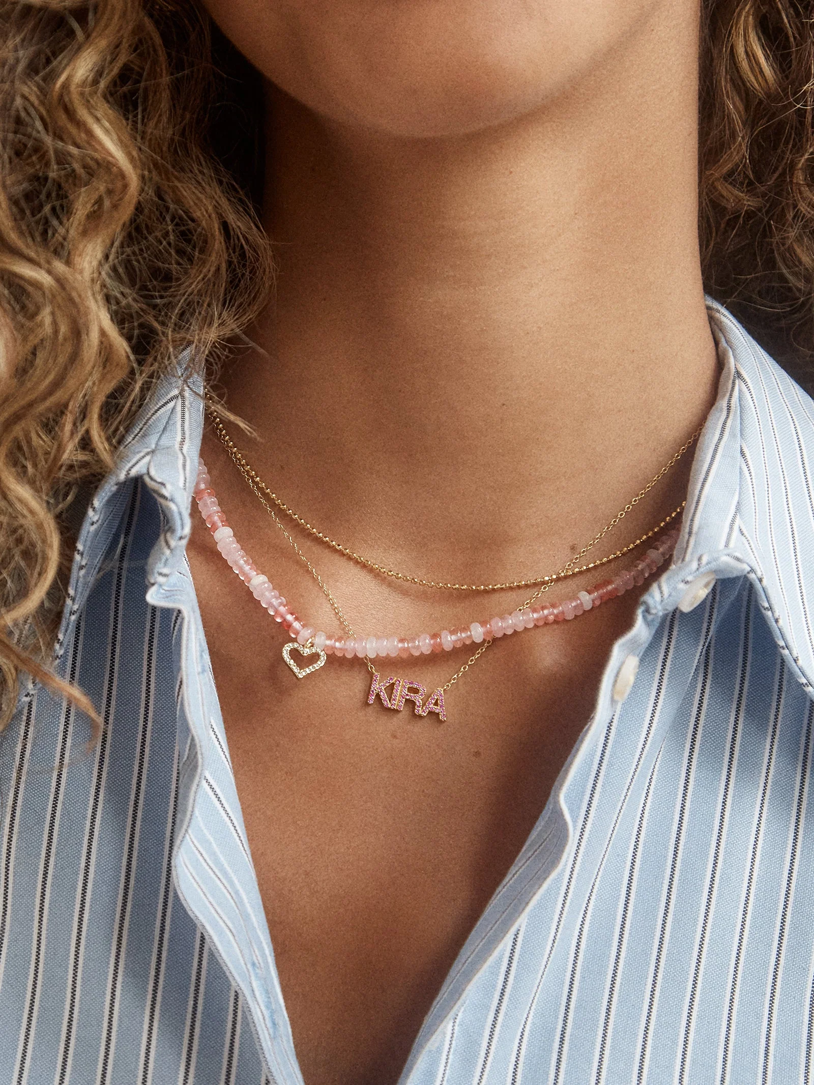 14K Gold Birthstone Custom Nameplate Necklace - Rose